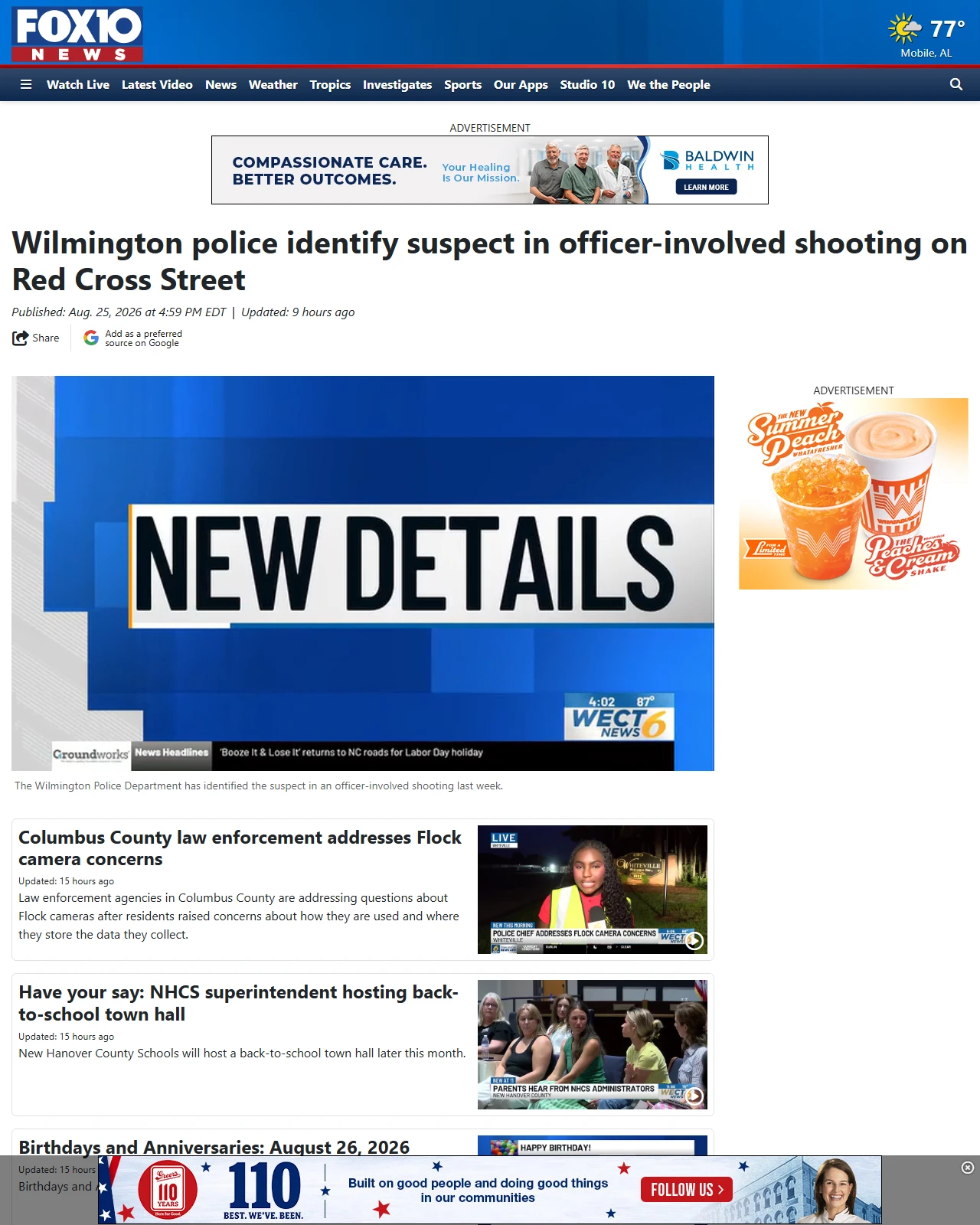 fox10tv.com as published: Wilmington police identify suspect in officer-involved shooting on Red Cross Street