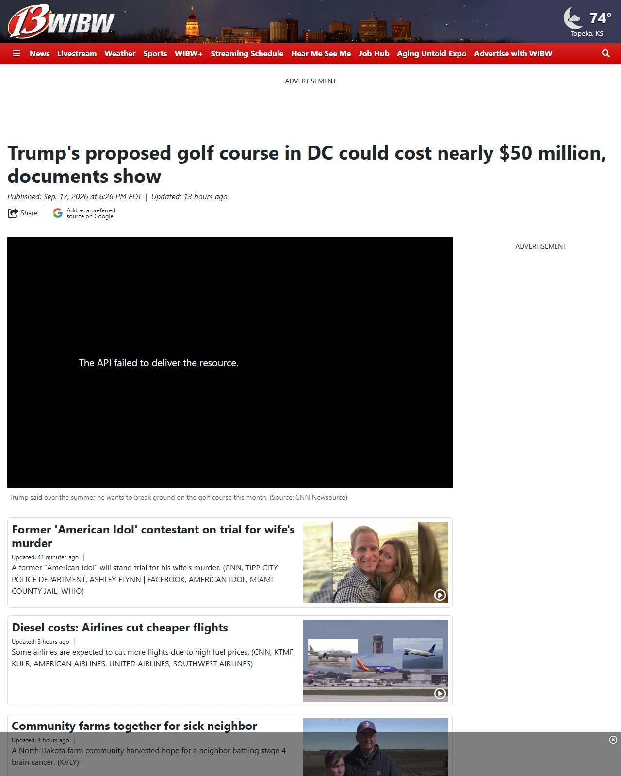 wibw.com as published: Trump's proposed golf course in DC could cost nearly $50 million, documents show