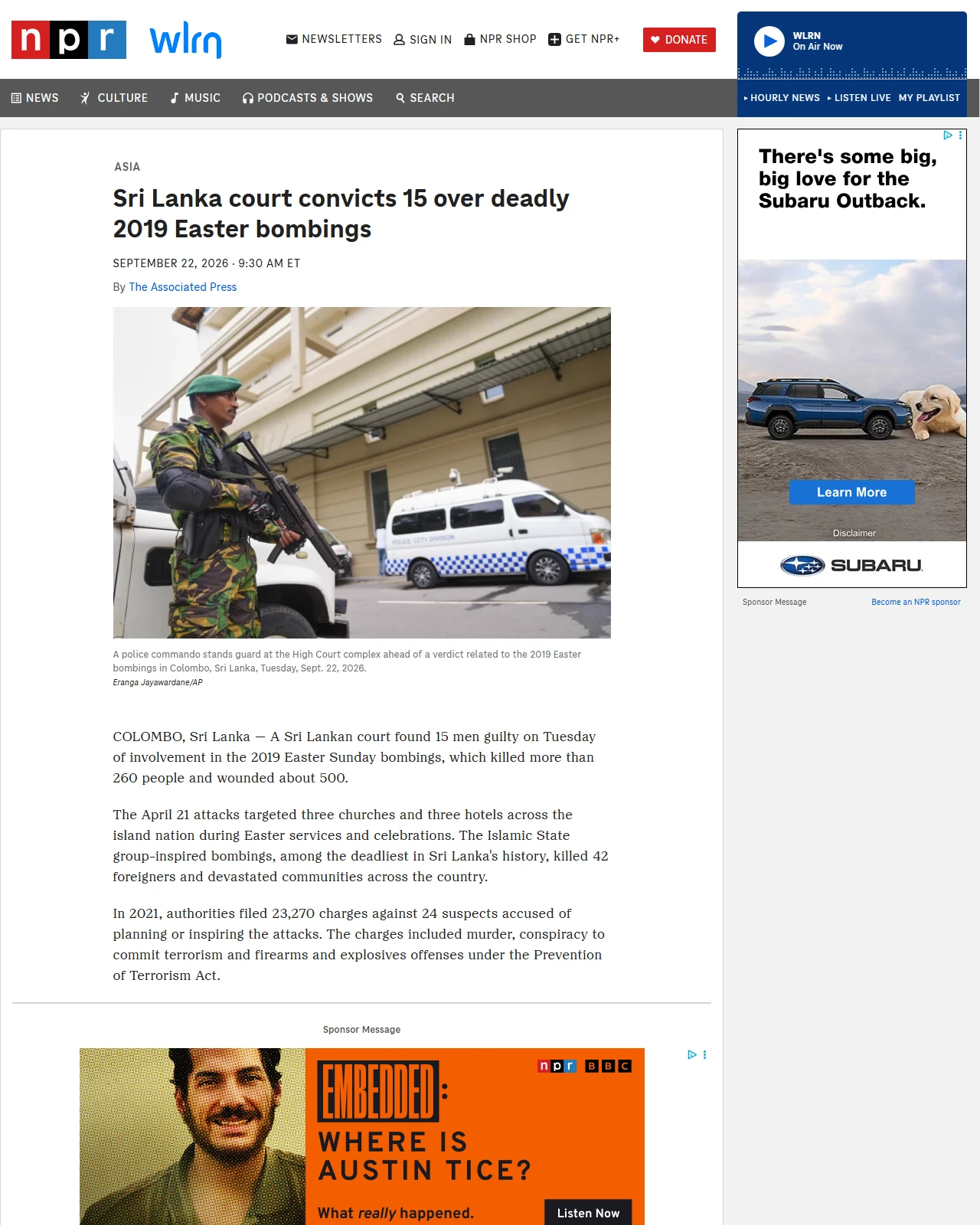 npr.org as published: Sri Lanka court convicts 15 over deadly 2019 Easter bombings