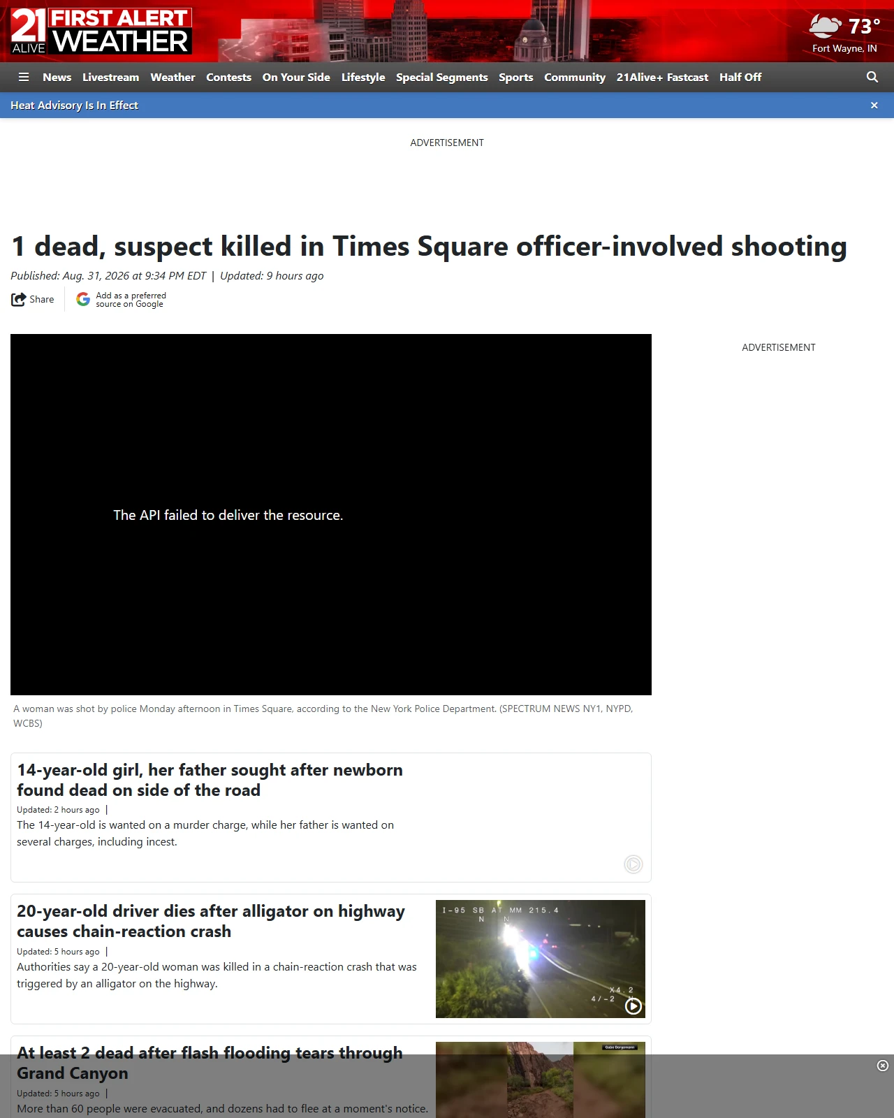 21alivenews.com as published: 1 dead, suspect killed in Times Square officer-involved shooting