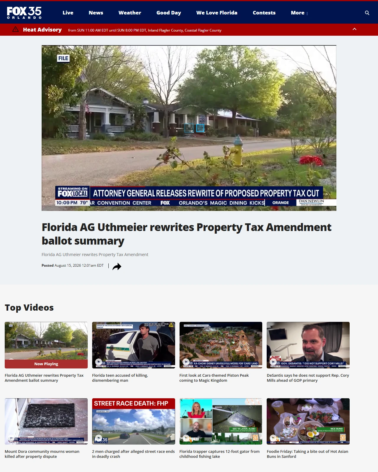 fox35orlando.com as published: Florida AG Uthmeier rewrites Property Tax Amendment ballot summary