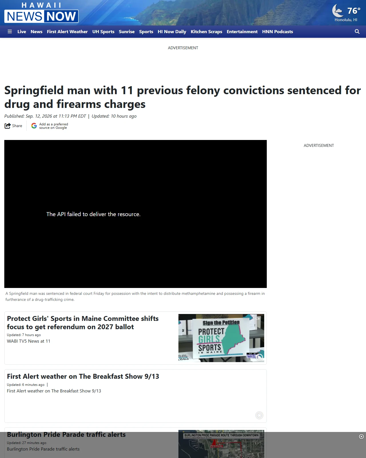 hawaiinewsnow.com as published: Springfield man with 11 previous felony convictions sentenced for drug and firearms charges