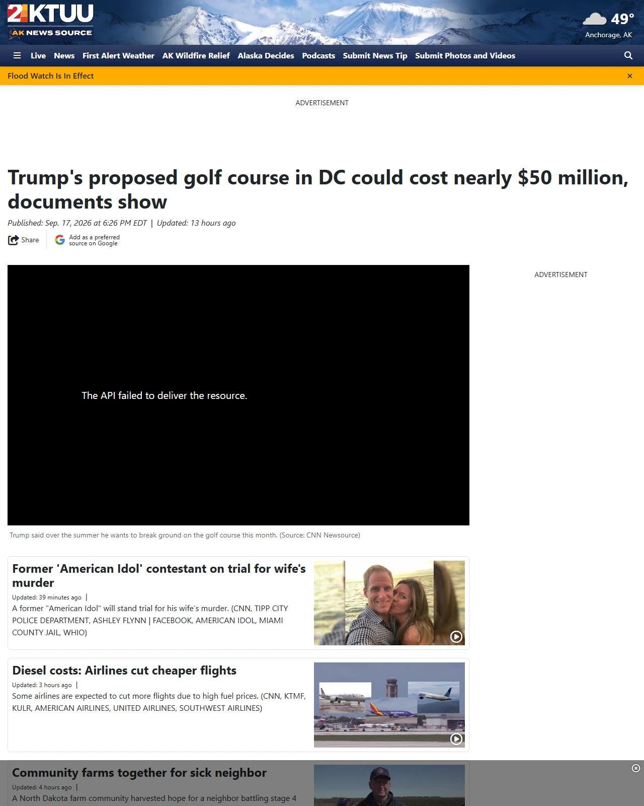 alaskasnewssource.com as published: Trump's proposed golf course in DC could cost nearly $50 million, documents show