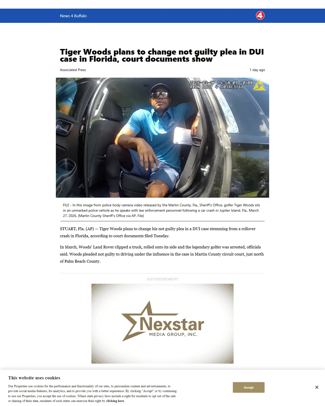 wivb.com as published: Court documents show Tiger Woods plans to change not guilty plea in DUI case in Florida