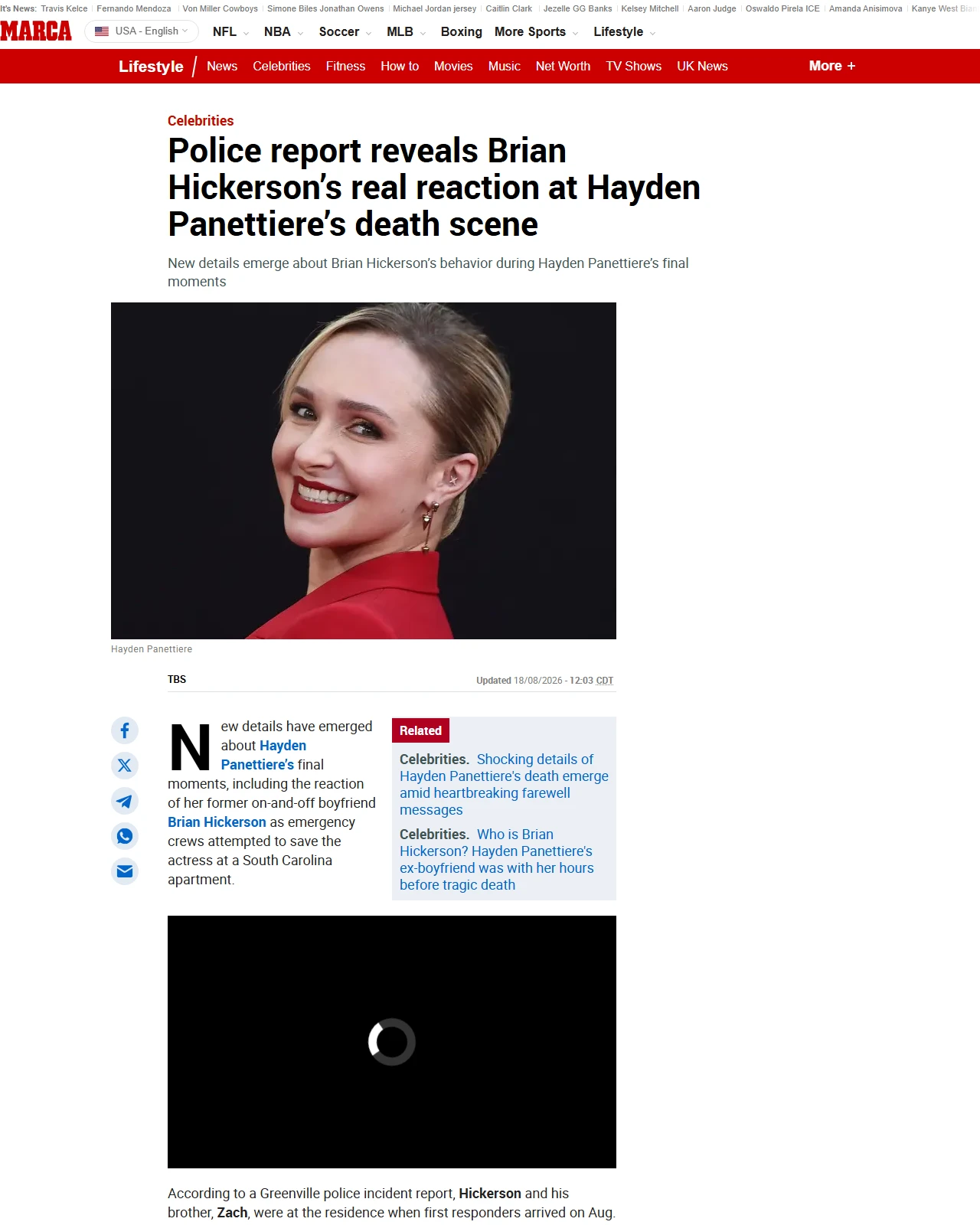 marca.com as published: Police report reveals Brian Hickerson’s real reaction at Hayden Panettiere’s death scene