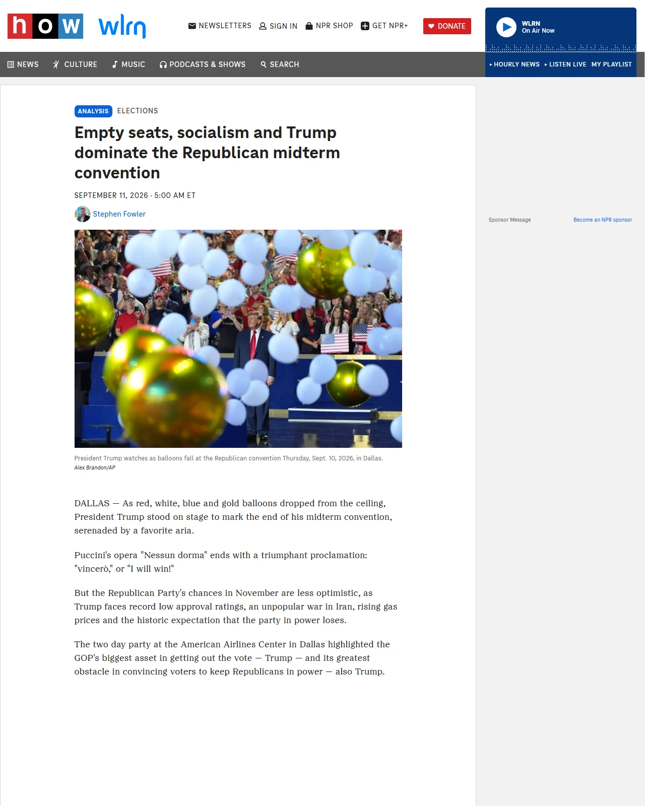 npr.org as published: Empty seats, socialism and Trump dominate the Republican midterm convention