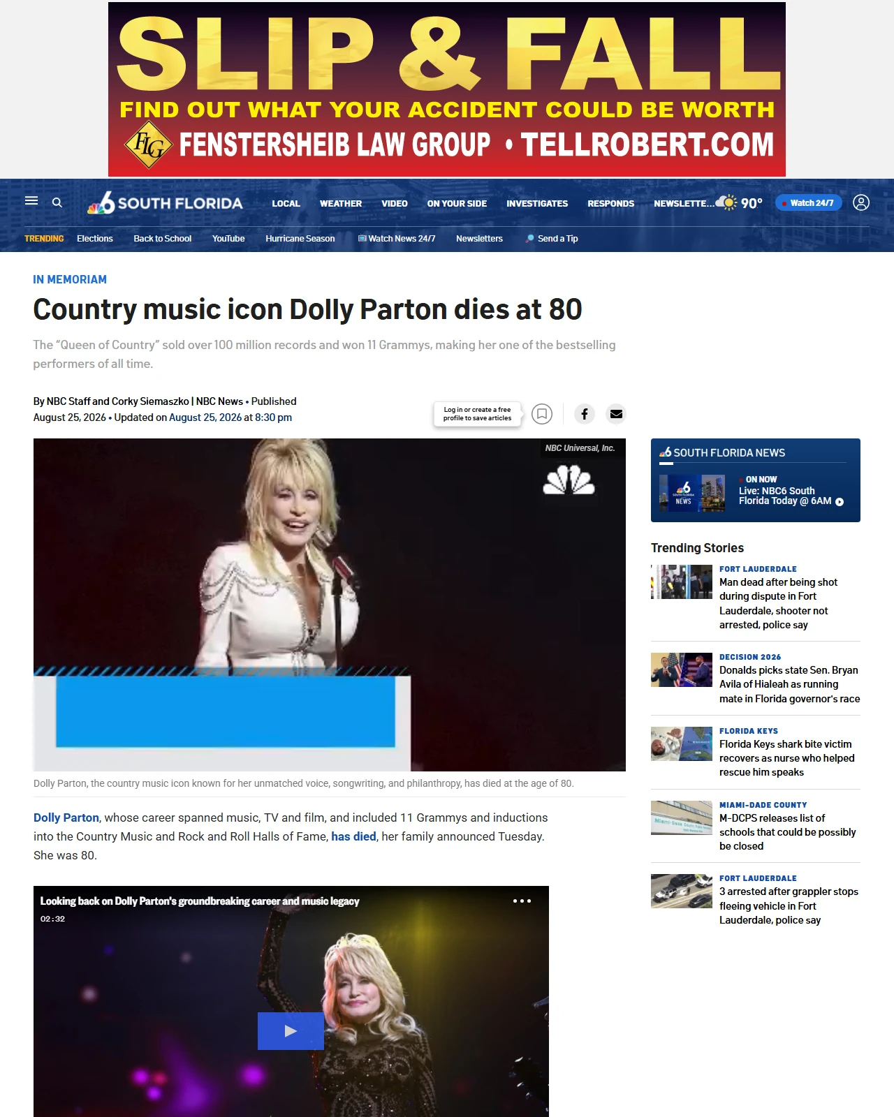 nbcmiami.com as published: Country music icon Dolly Parton dies at 80