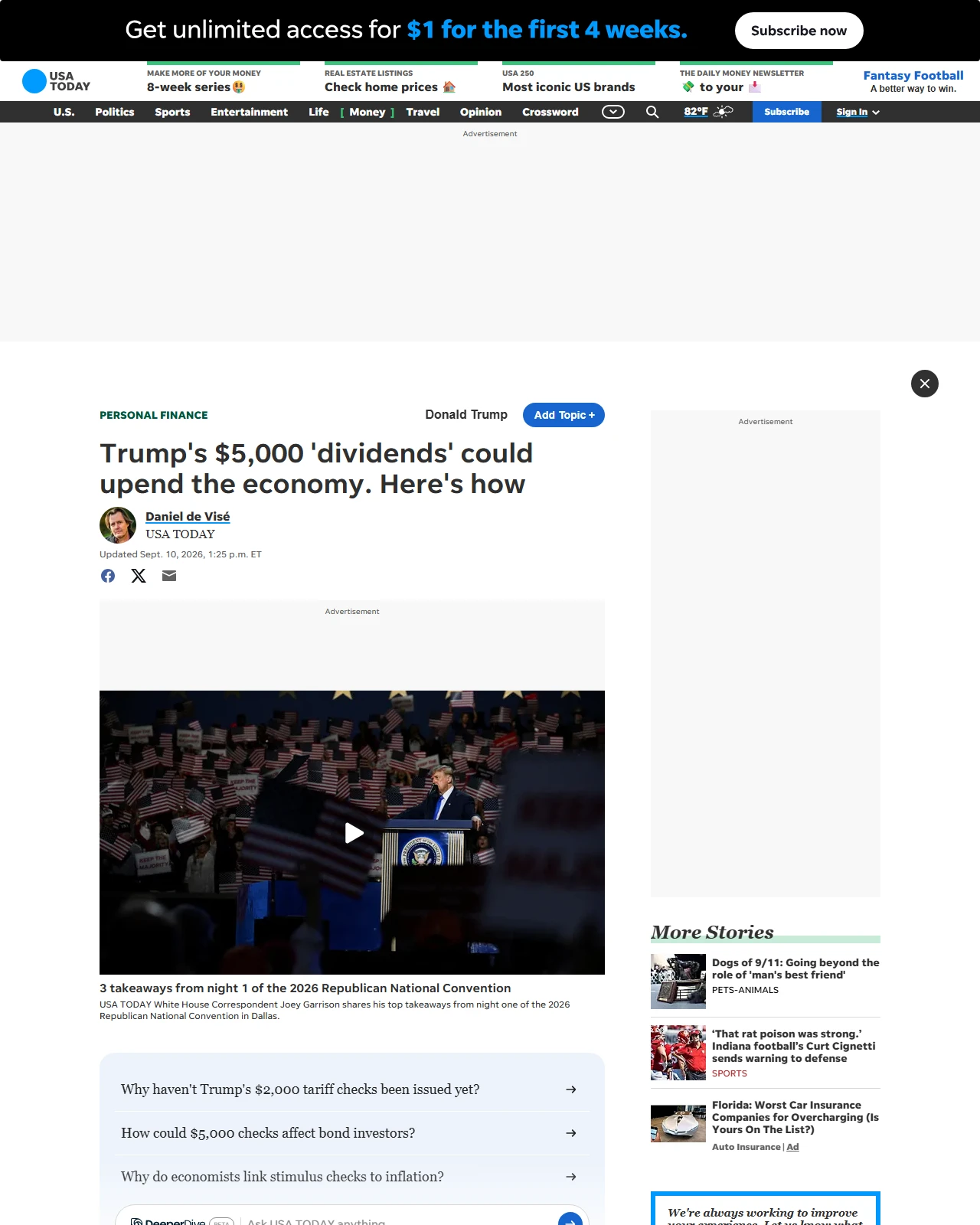 usatoday.com as published: Trump's $5,000 'dividends' could upend the economy. Here's how