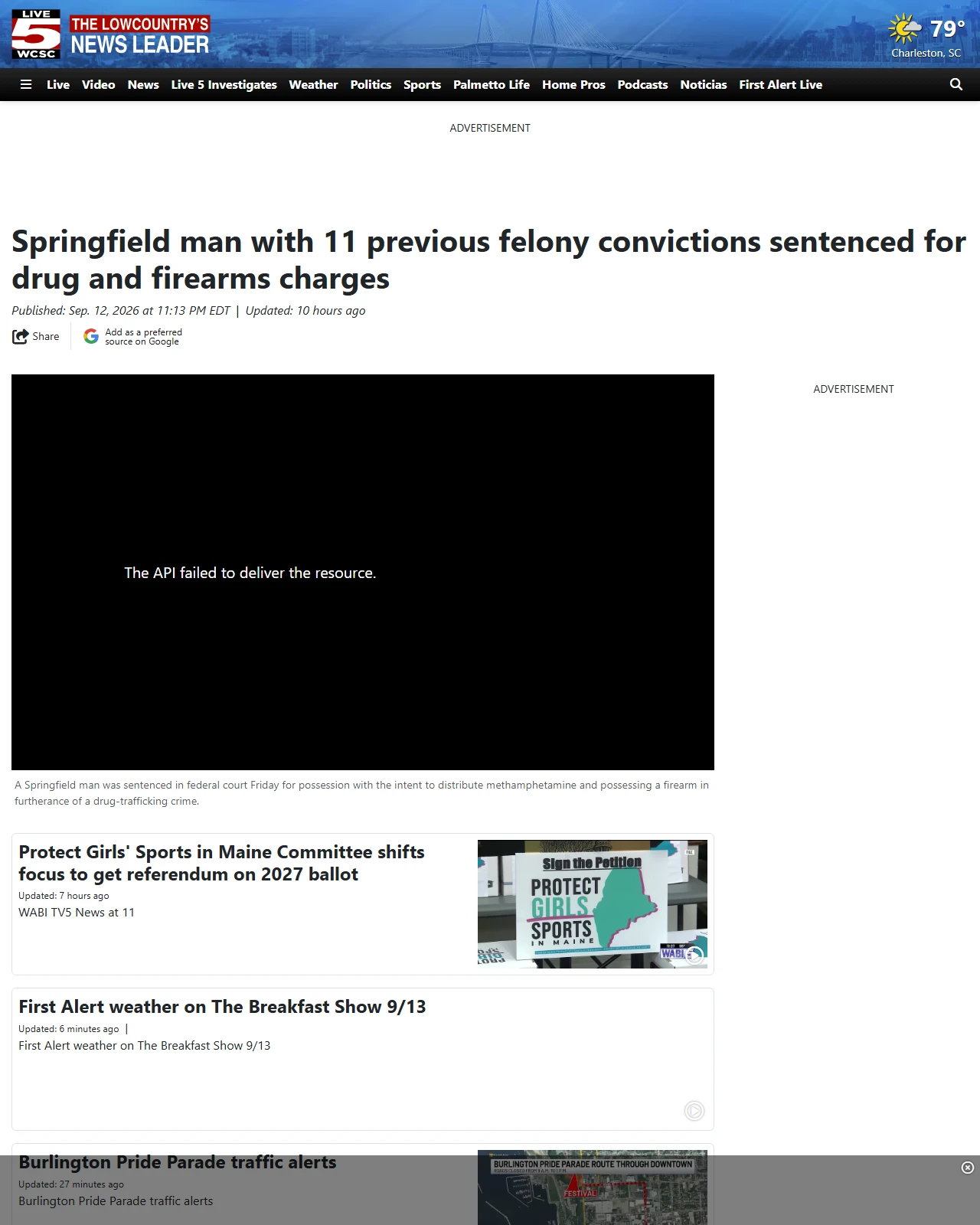 live5news.com as published: Springfield man with 11 previous felony convictions sentenced for drug and firearms charges