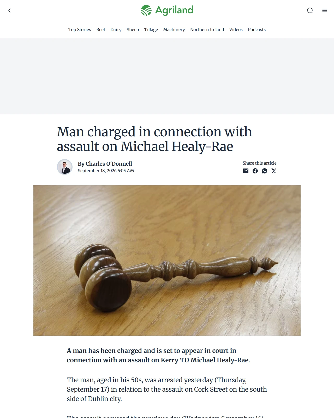 agriland.ie as published: Man charged in connection with assault on Michael Healy-Rae