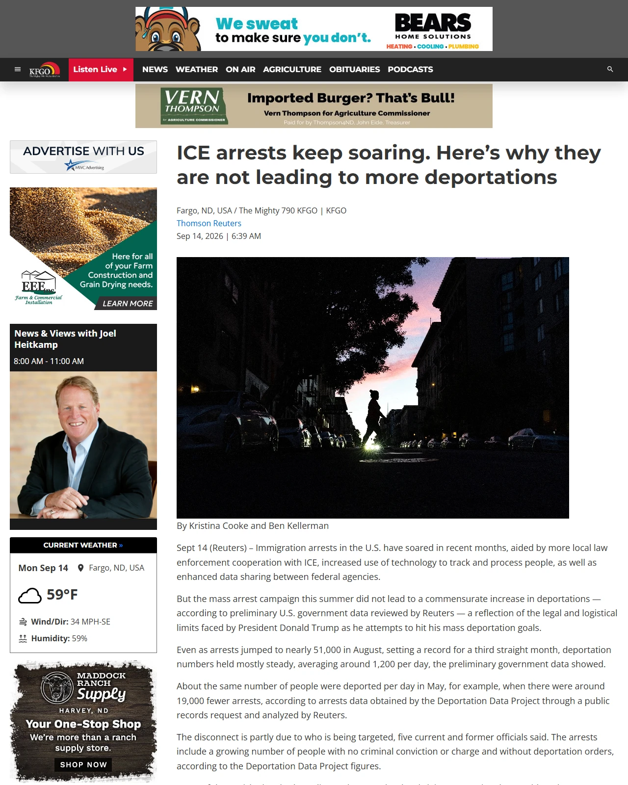 kfgo.com as published: ICE arrests keep soaring. Here’s why they are not leading to more deportations
