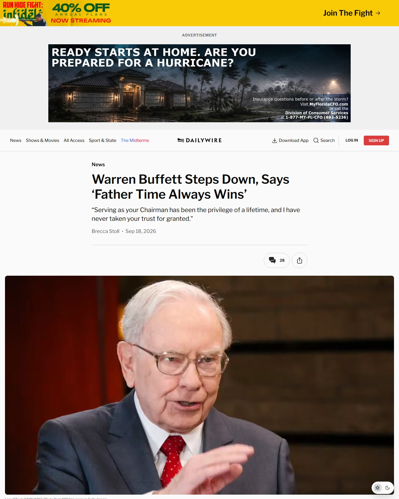 dailywire.com as published: Warren Buffett Steps Down, Says ‘Father Time Always Wins’