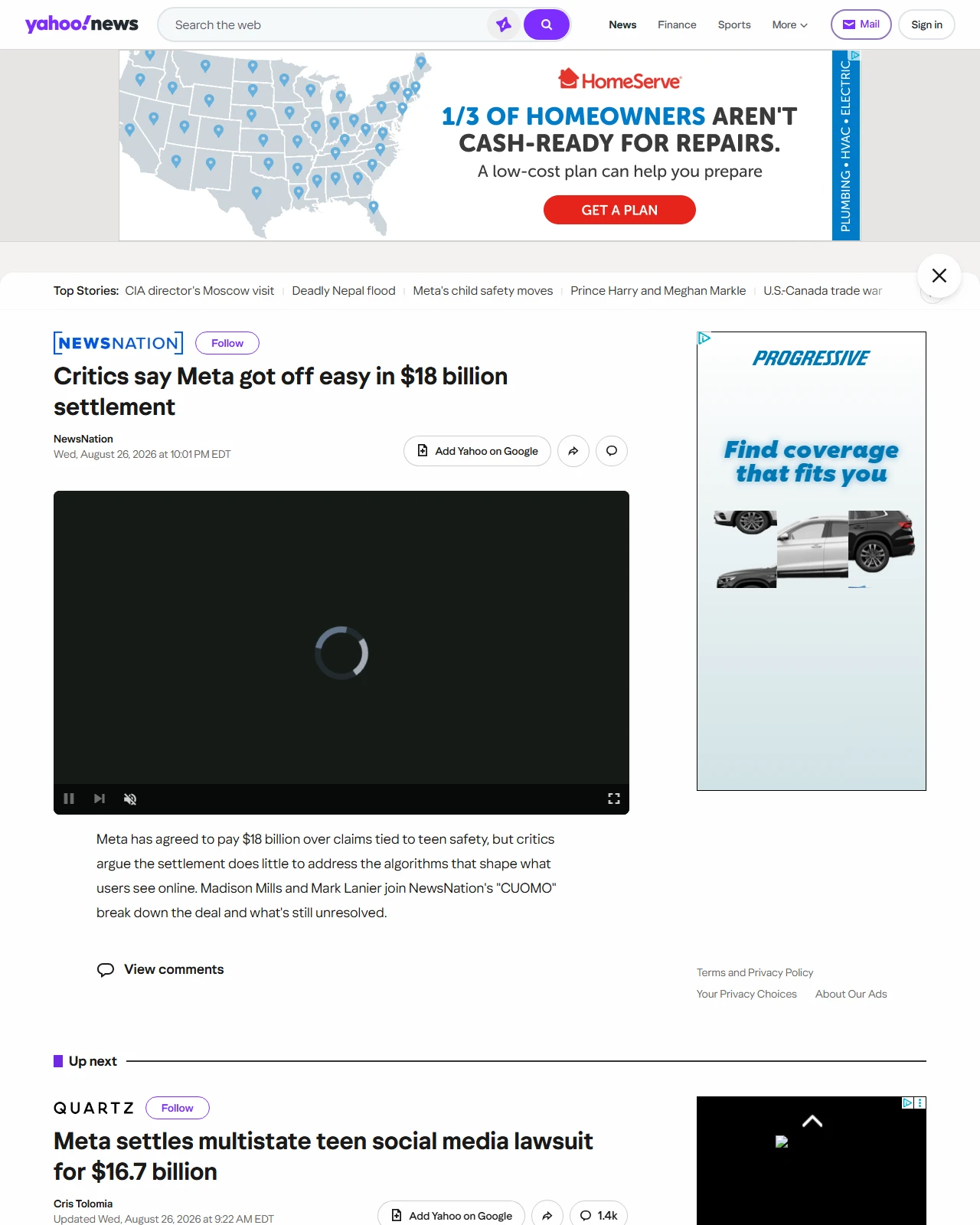 yahoo.com as published: Critics say Meta got off easy in $18 billion settlement