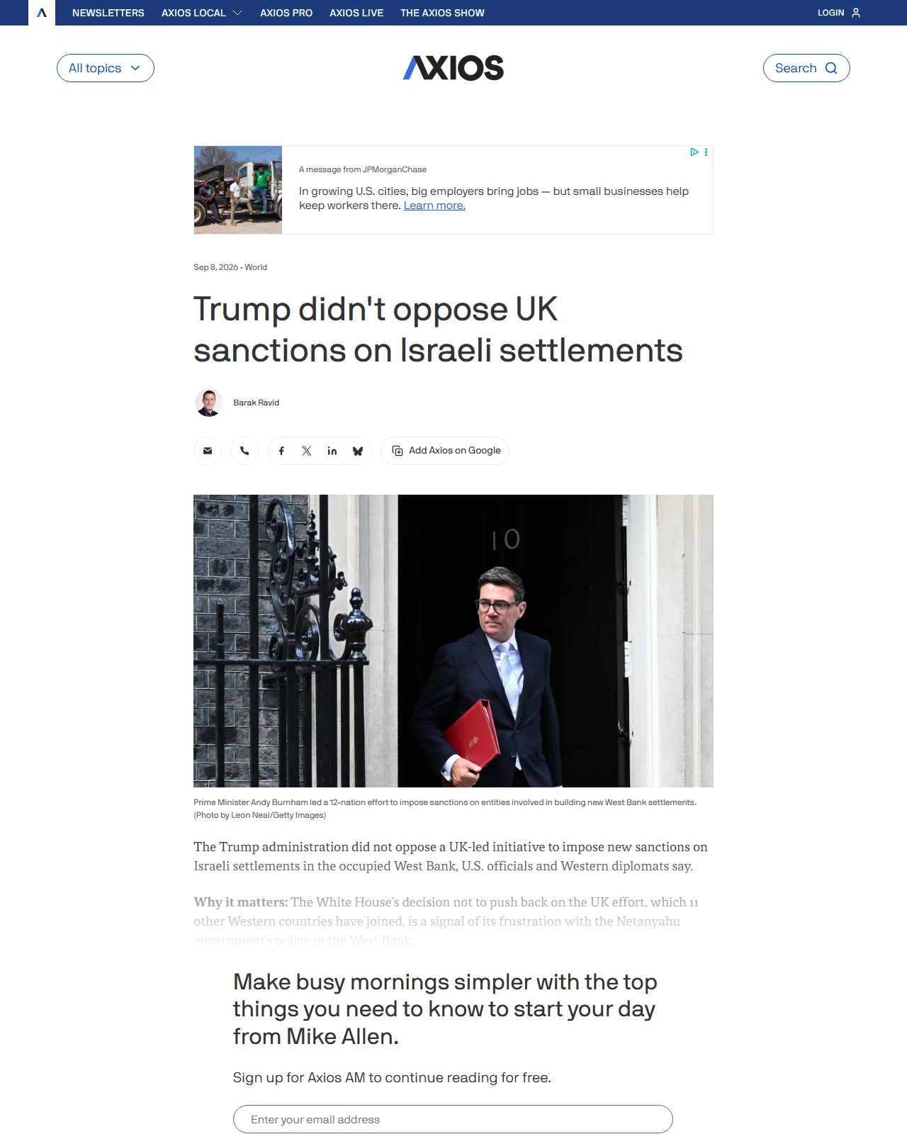 axios.com as published: Trump didn't oppose UK sanctions on Israeli settlements