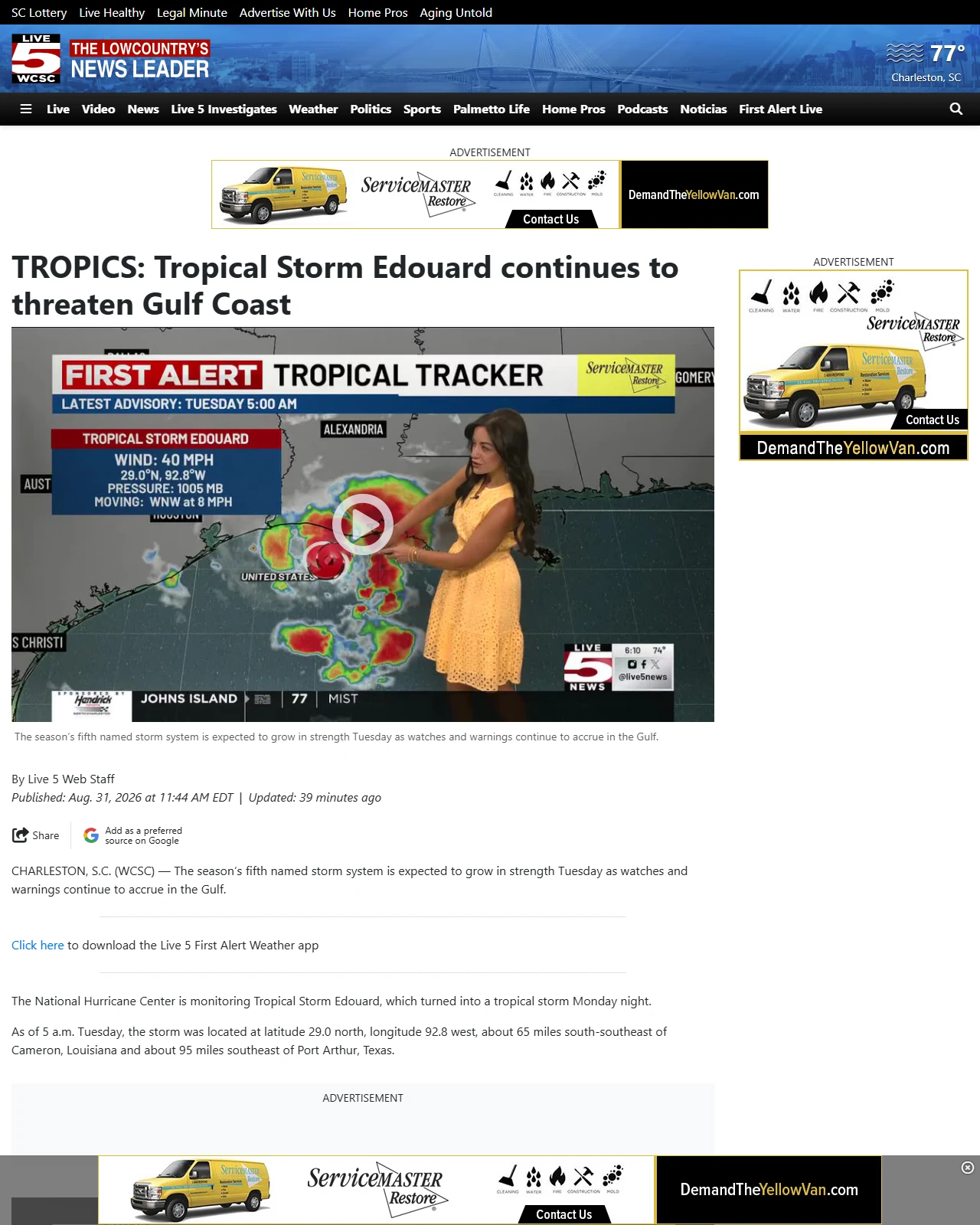 live5news.com as published: TROPICS: Tropical Storm Edouard continues to threaten Gulf Coast