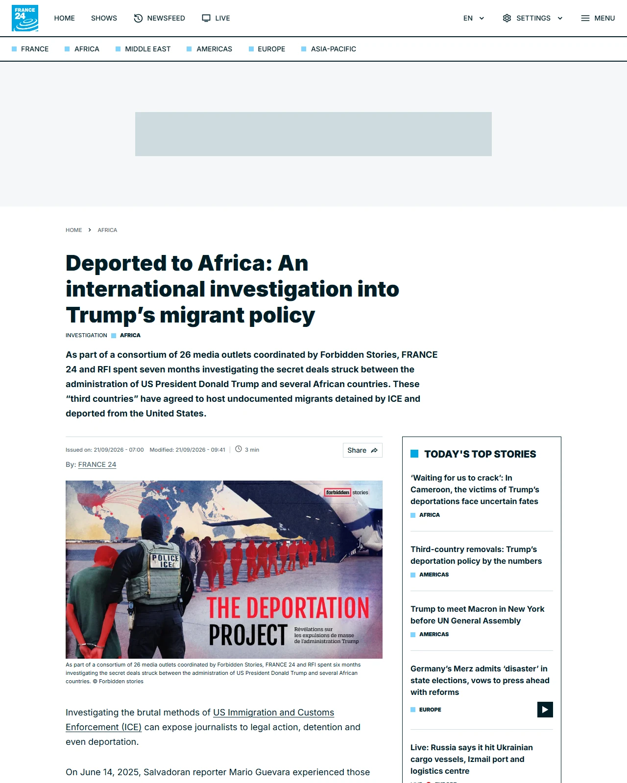 france24.com as published: Deported to Africa: An international investigation into Trump’s migrant policy