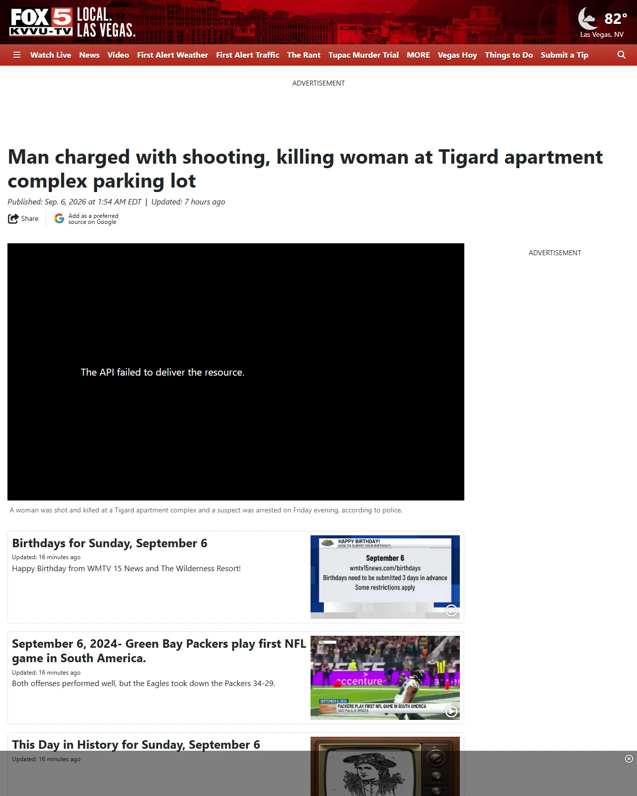 fox5vegas.com as published: Man charged with shooting, killing woman at Tigard apartment complex parking lot