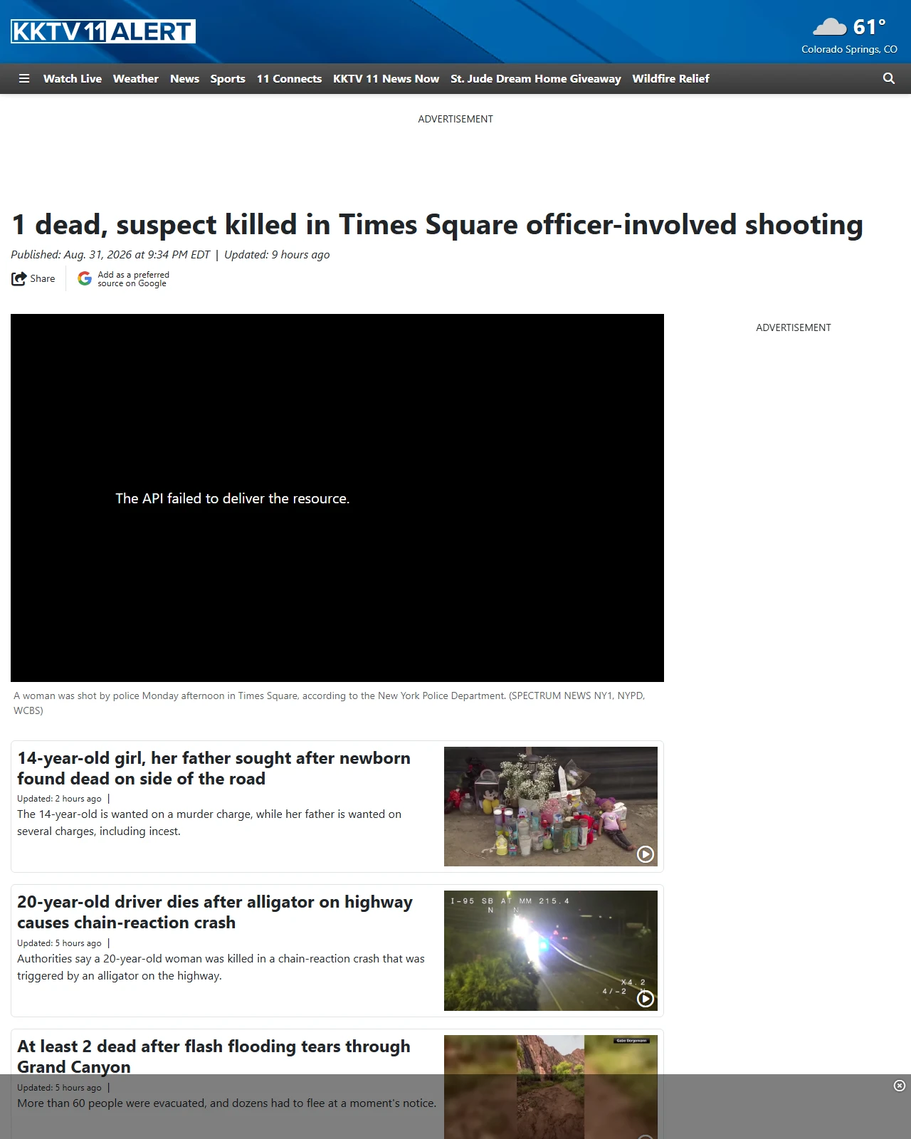 kktv.com as published: 1 dead, suspect killed in Times Square officer-involved shooting