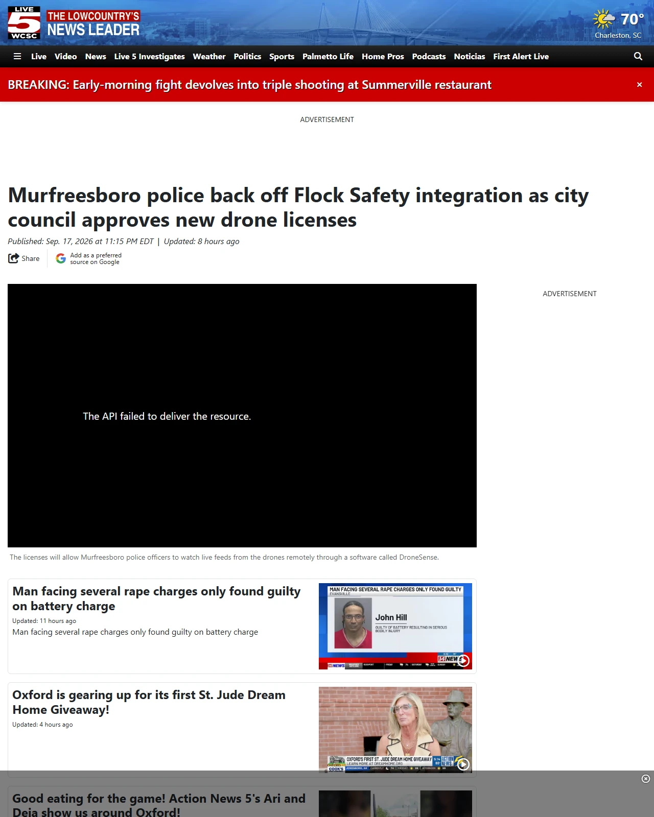 live5news.com as published: Murfreesboro police back off Flock Safety integration as city council approves new drone licenses
