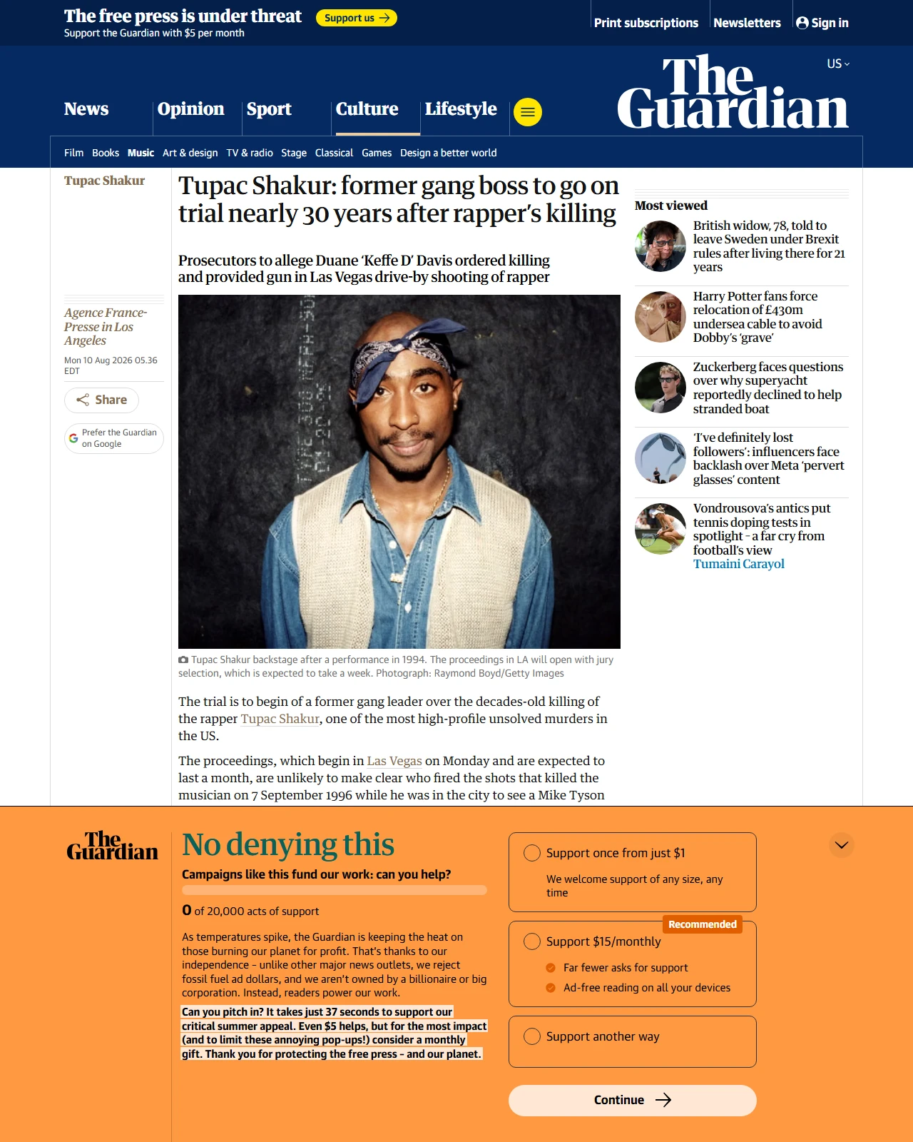 theguardian.com as published: Trial of former gang leader to begin over Tupac Shakur murder