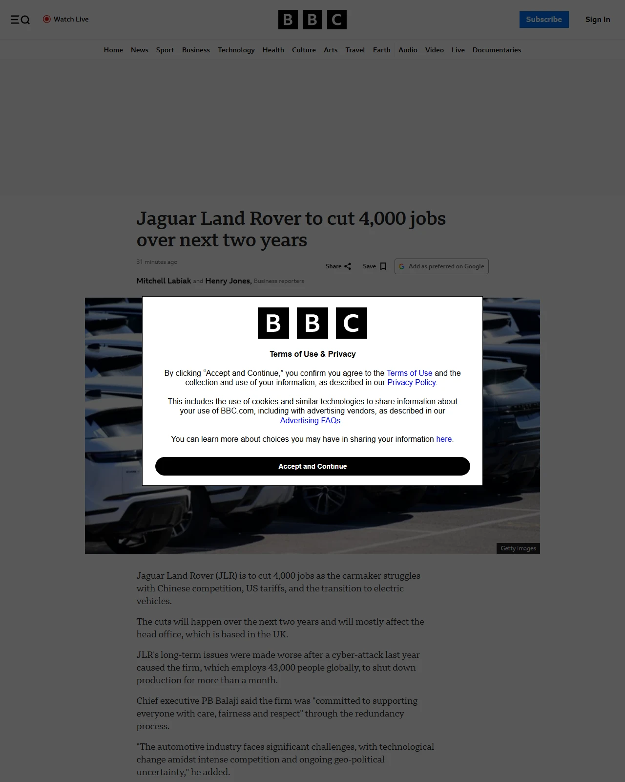 bbc.co.uk as published: Jaguar Land Rover to cut 4,000 jobs over next two years