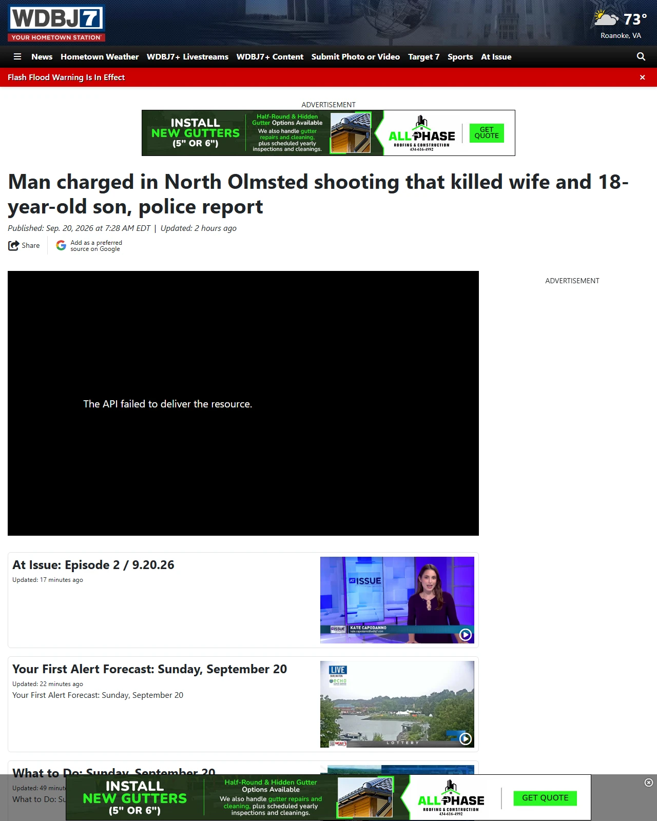 wdbj7.com as published: Man charged in North Olmsted shooting that killed wife and 18-year-old son, police report