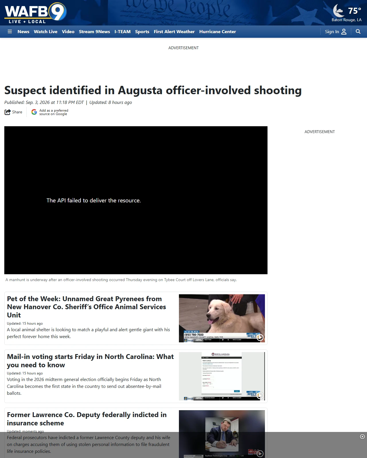 wafb.com as published: Suspect identified in Augusta officer-involved shooting