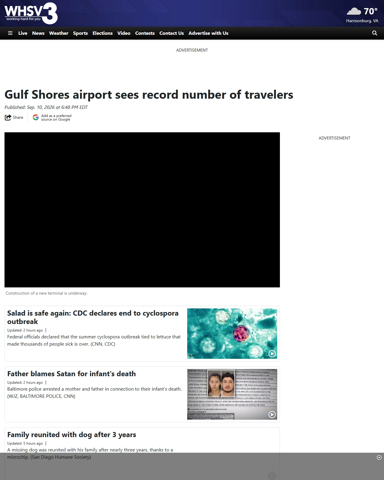 whsv.com as published: Gulf Shores airport sees record number of travelers