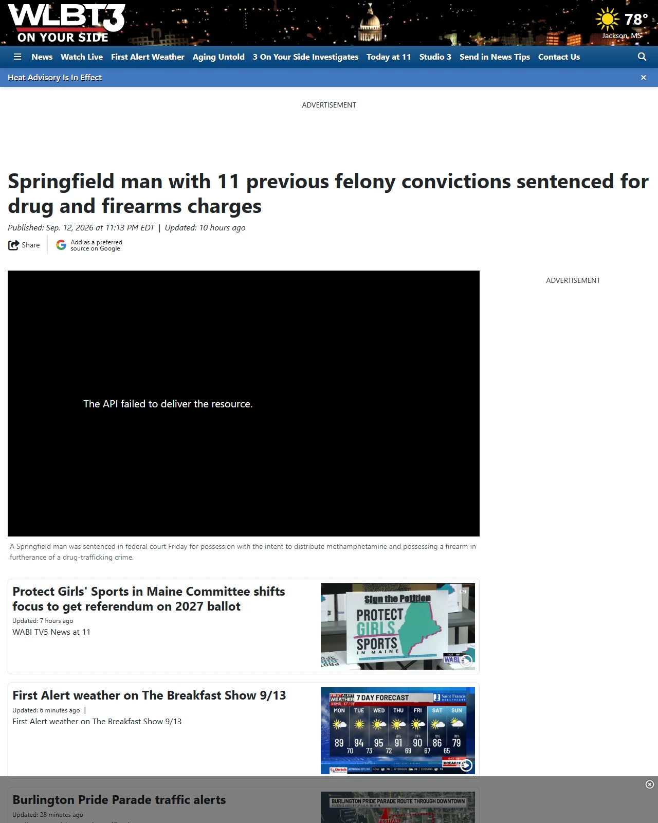 wlbt.com as published: Springfield man with 11 previous felony convictions sentenced for drug and firearms charges