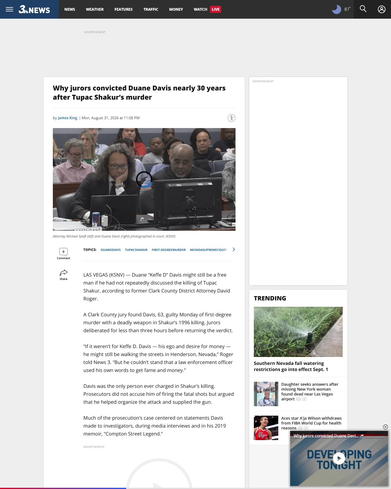 news3lv.com as published: Why jurors convicted Duane Davis nearly 30 years after Tupac Shakur’s murder