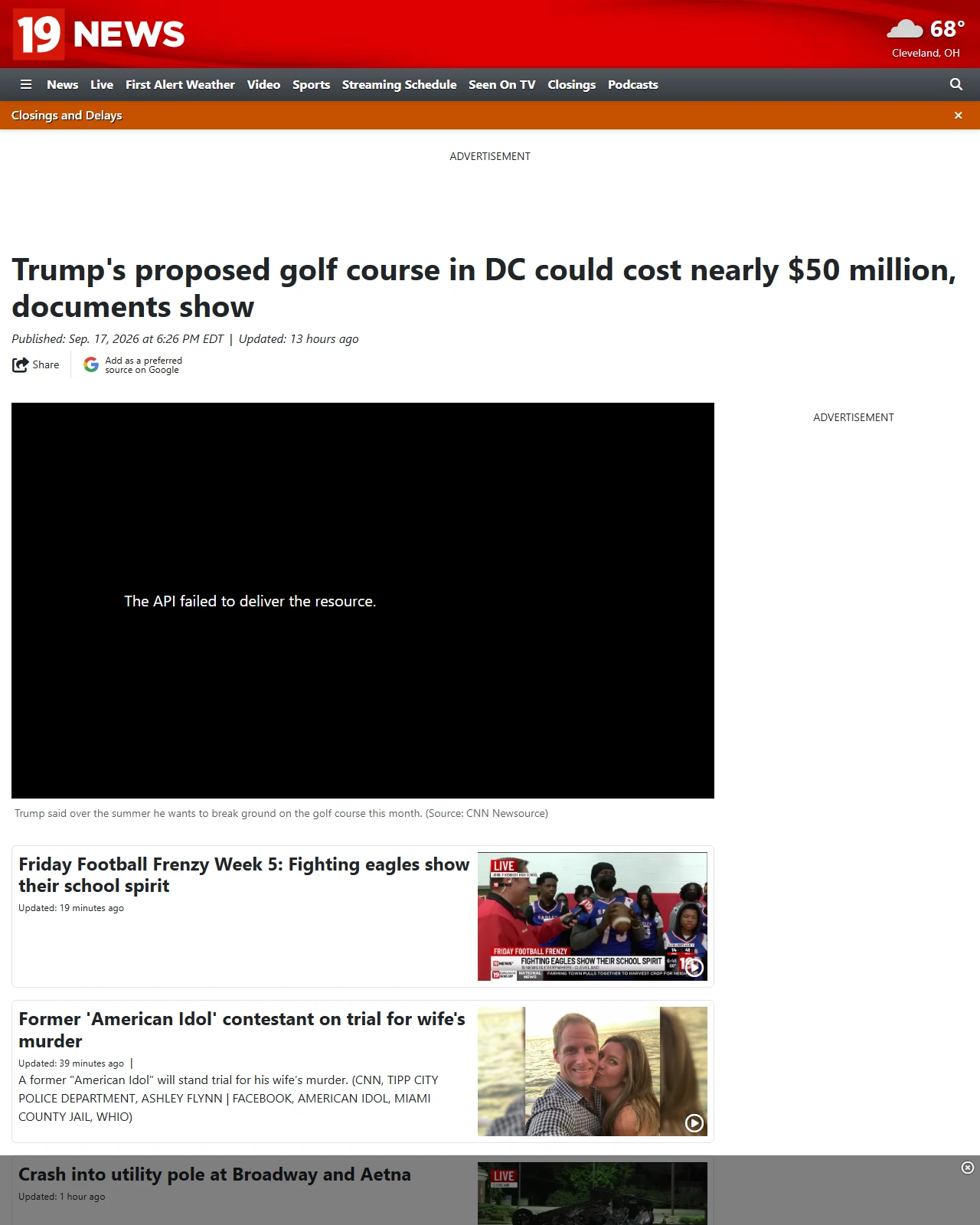 cleveland19.com as published: Trump's proposed golf course in DC could cost nearly $50 million, documents show