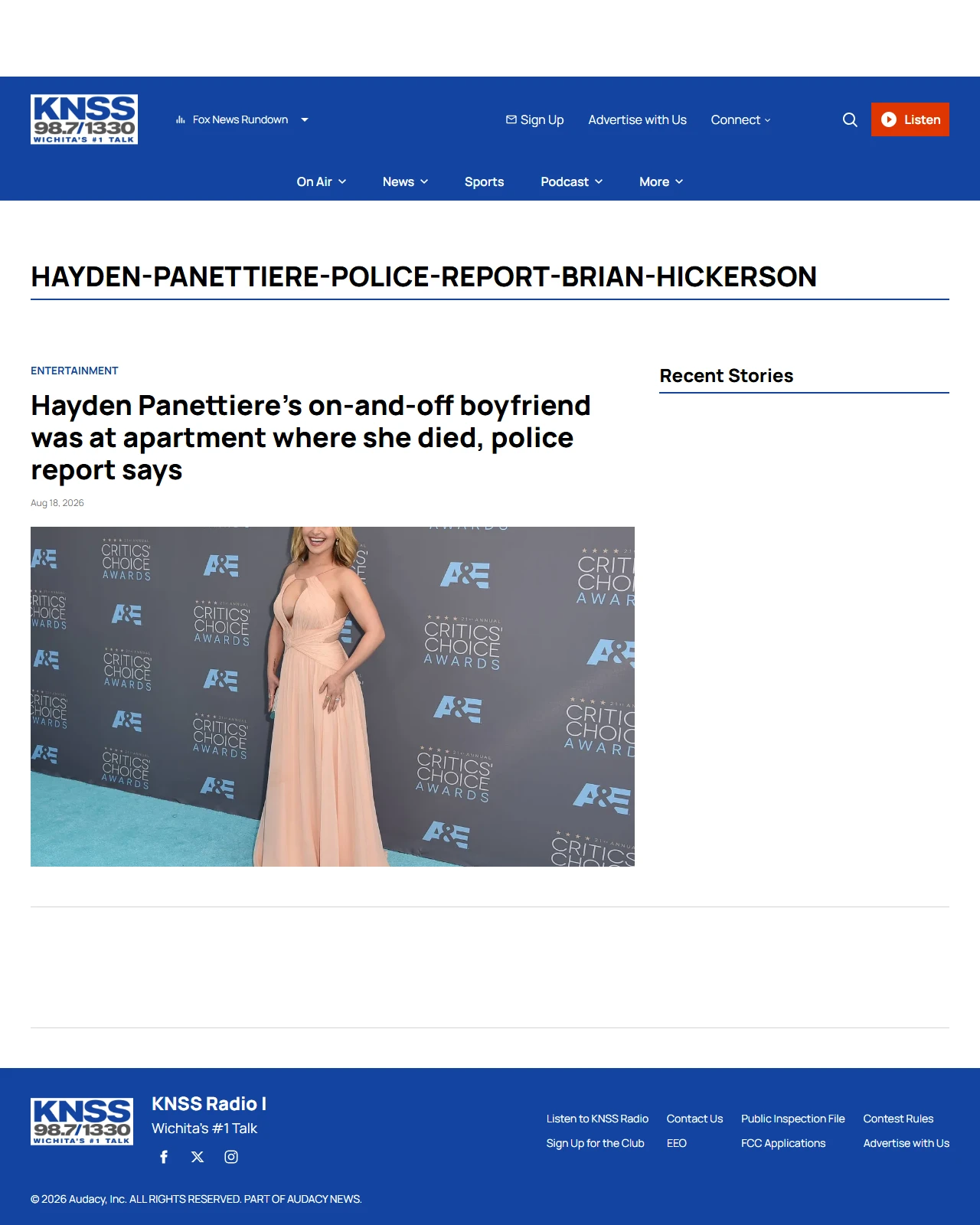 audacy.com as published: hayden-panettiere-police-report-brian-hickerson: Latest Updates