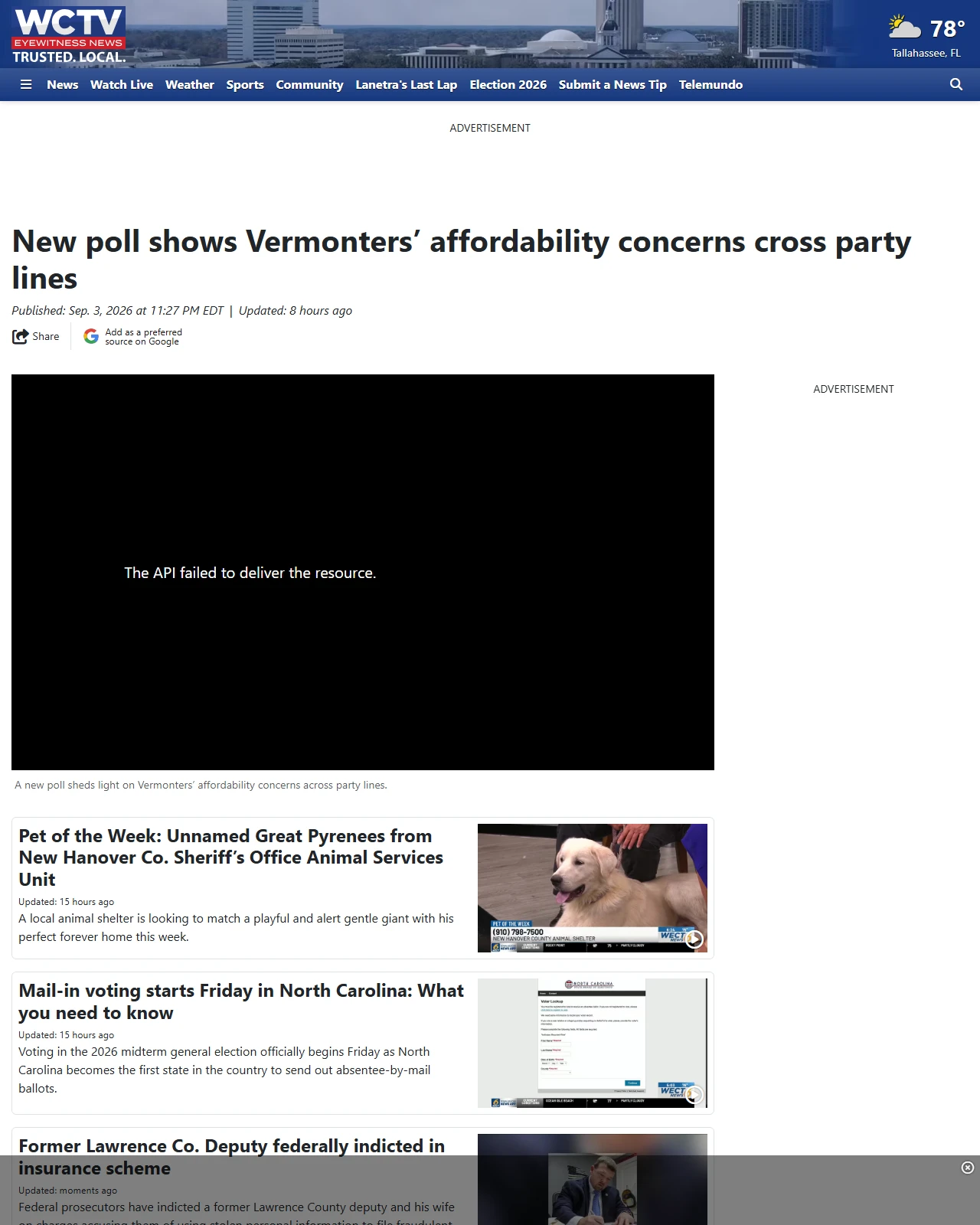 wctv.tv as published: New poll shows Vermonters’ affordability concerns cross party lines