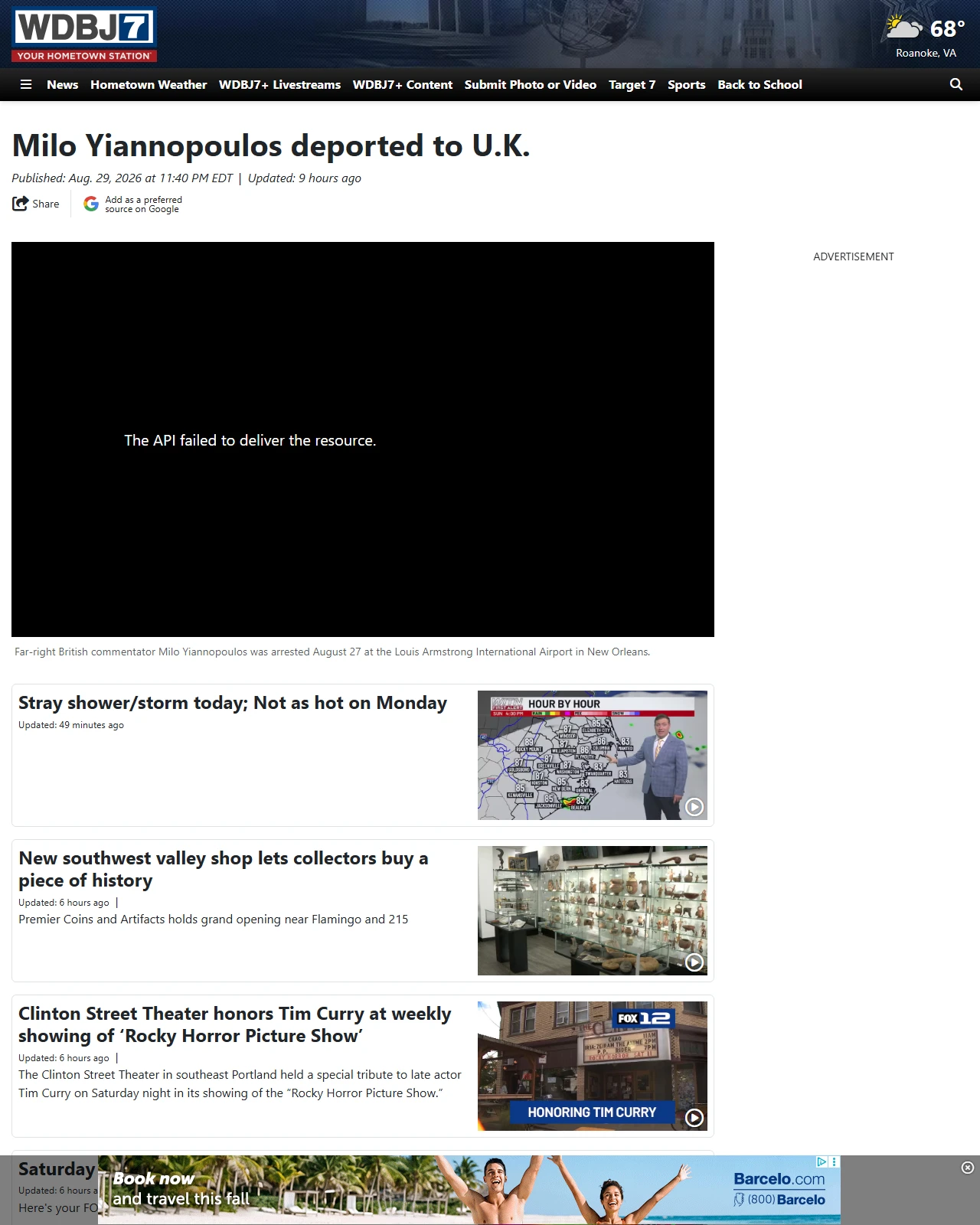 wdbj7.com as published: Milo Yiannopoulos deported to U.K.
