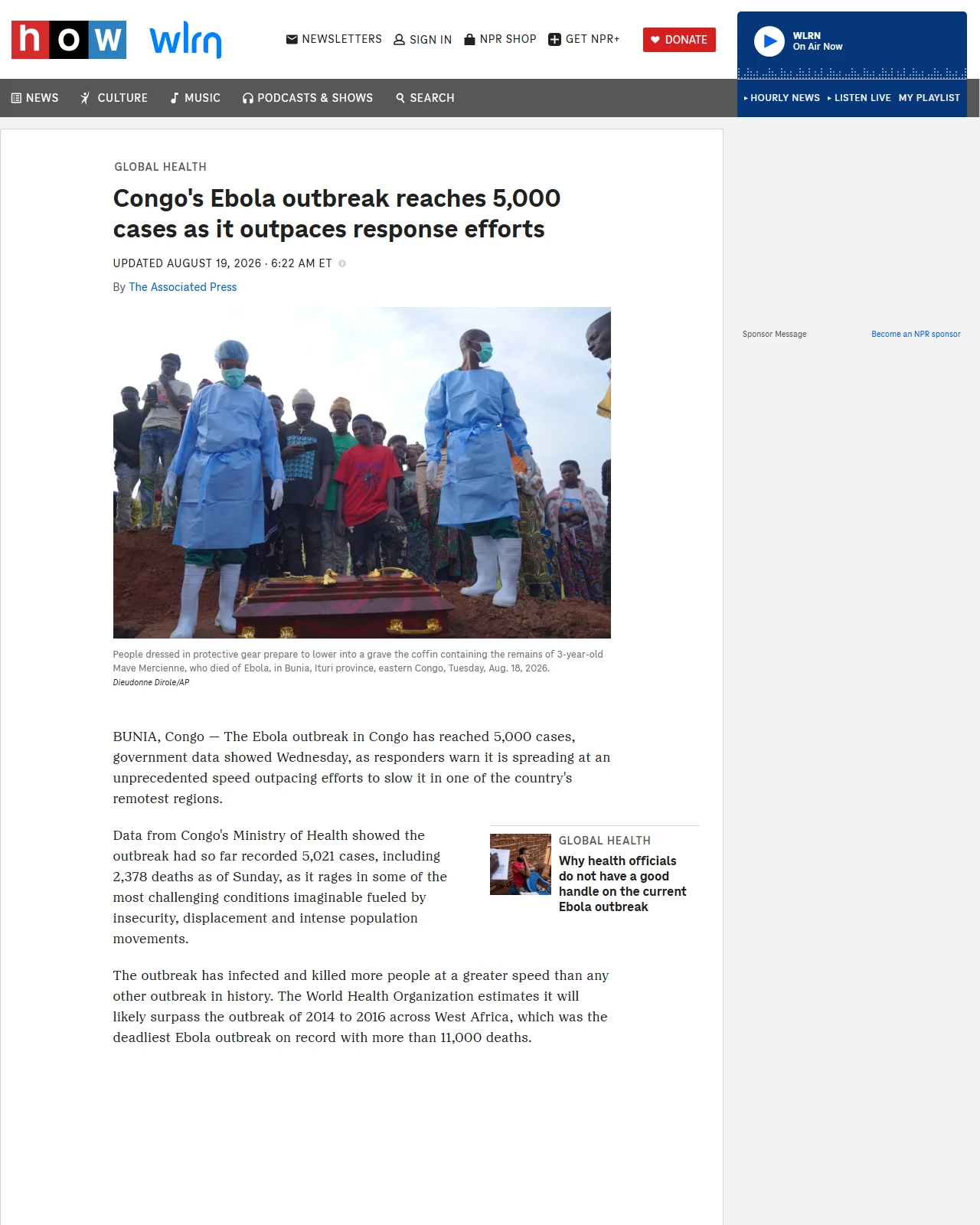 npr.org as published: Congo's Ebola outbreak reaches 5,000 cases as it outpaces response efforts