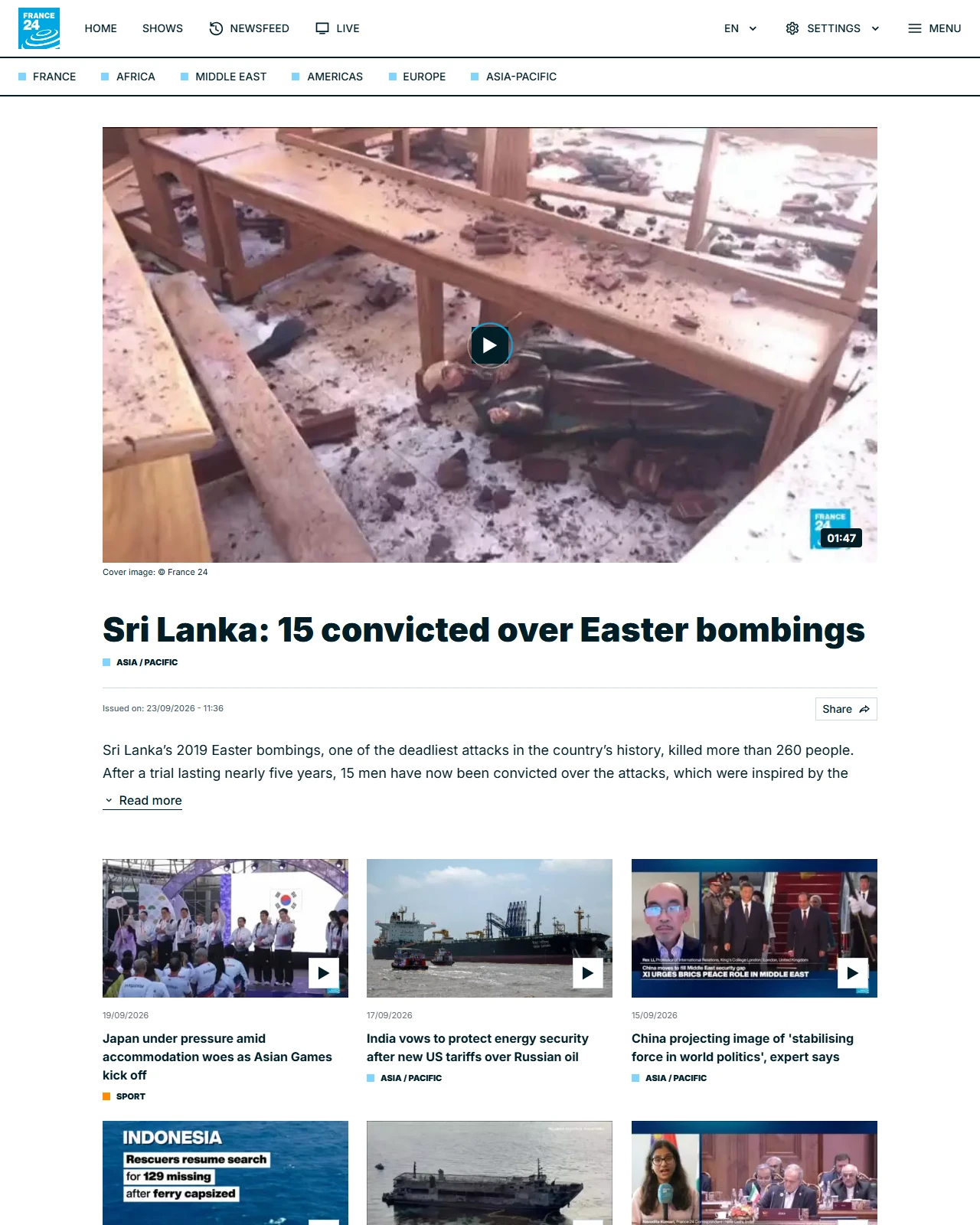 france24.com as published: Sri Lanka: 15 convicted over Easter bombings