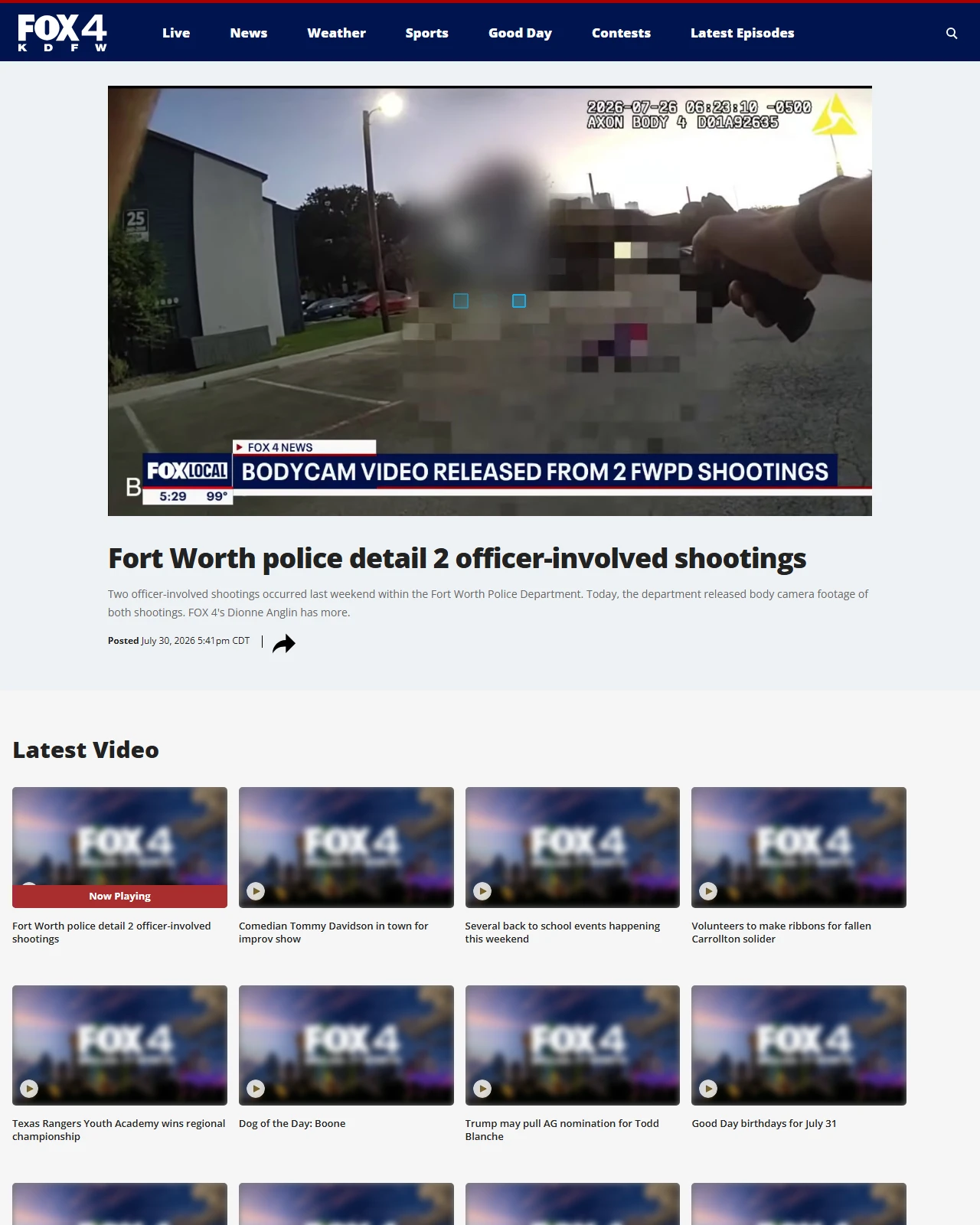fox4news.com as published: Fort Worth police detail 2 officer-involved shootings - FOX 4 News Dallas-Fort Worth
