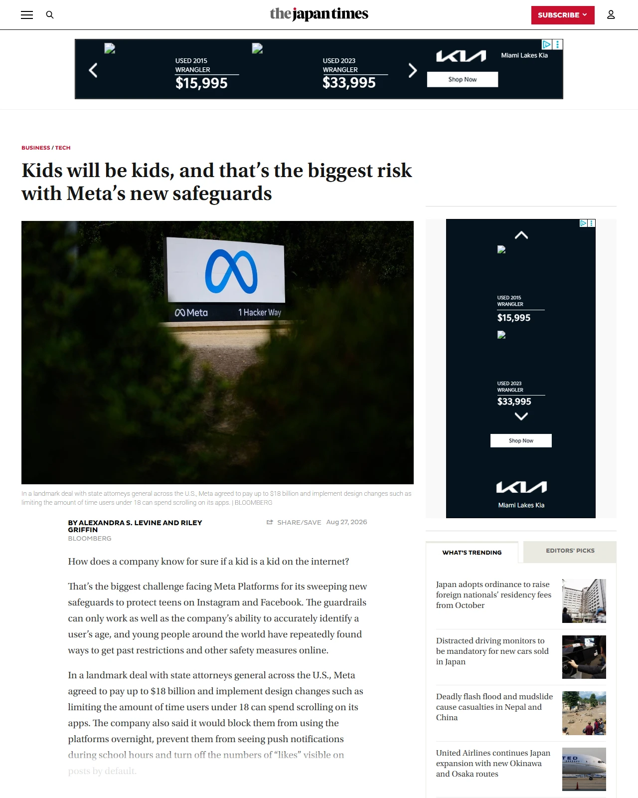 japantimes.co.jp as published: Kids will be kids, and that’s the biggest risk with Meta’s new safeguards