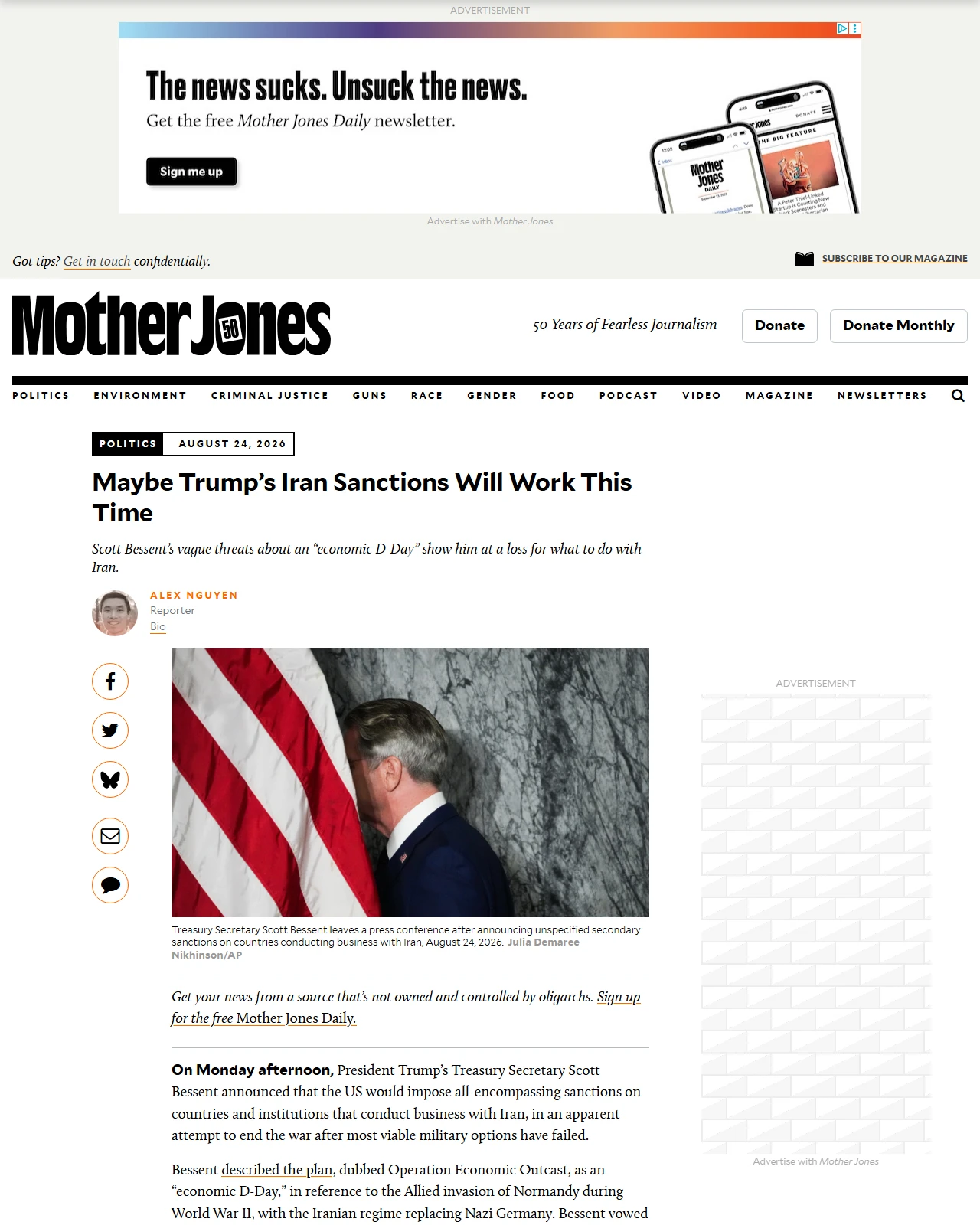 motherjones.com as published: Maybe Trump’s Iran Sanctions Will Work This Time