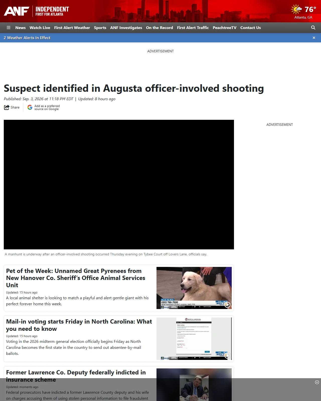 atlantanewsfirst.com as published: Suspect identified in Augusta officer-involved shooting