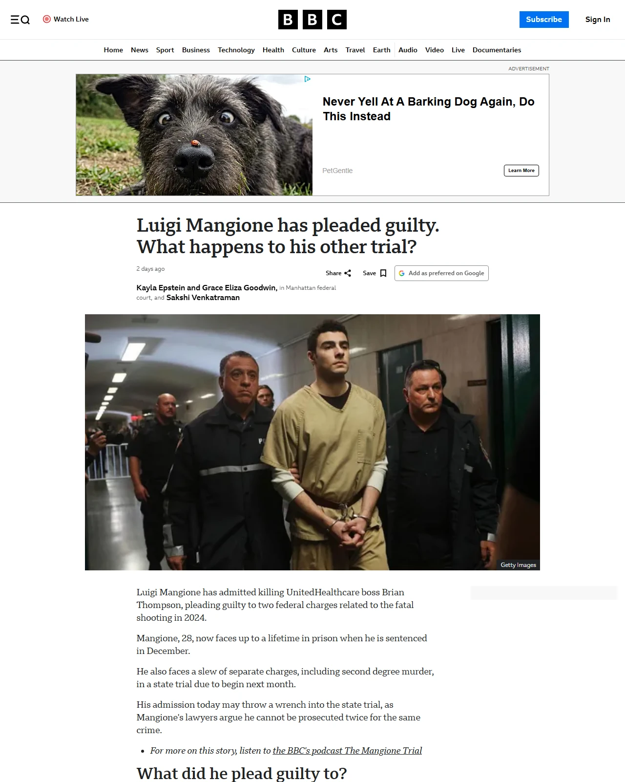 bbc.com as published: Luigi Mangione has pleaded guilty. What happens to his other trial?