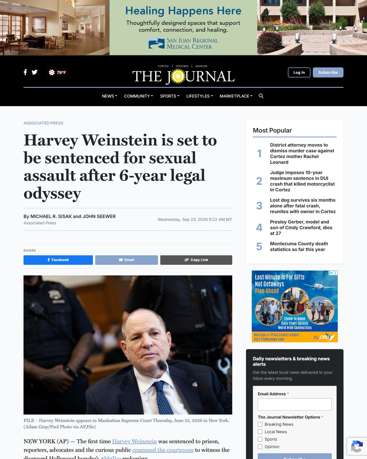 the-journal.com as published: Harvey Weinstein is set to be sentenced for sexual assault after 6-year legal odyssey - the-journal.com