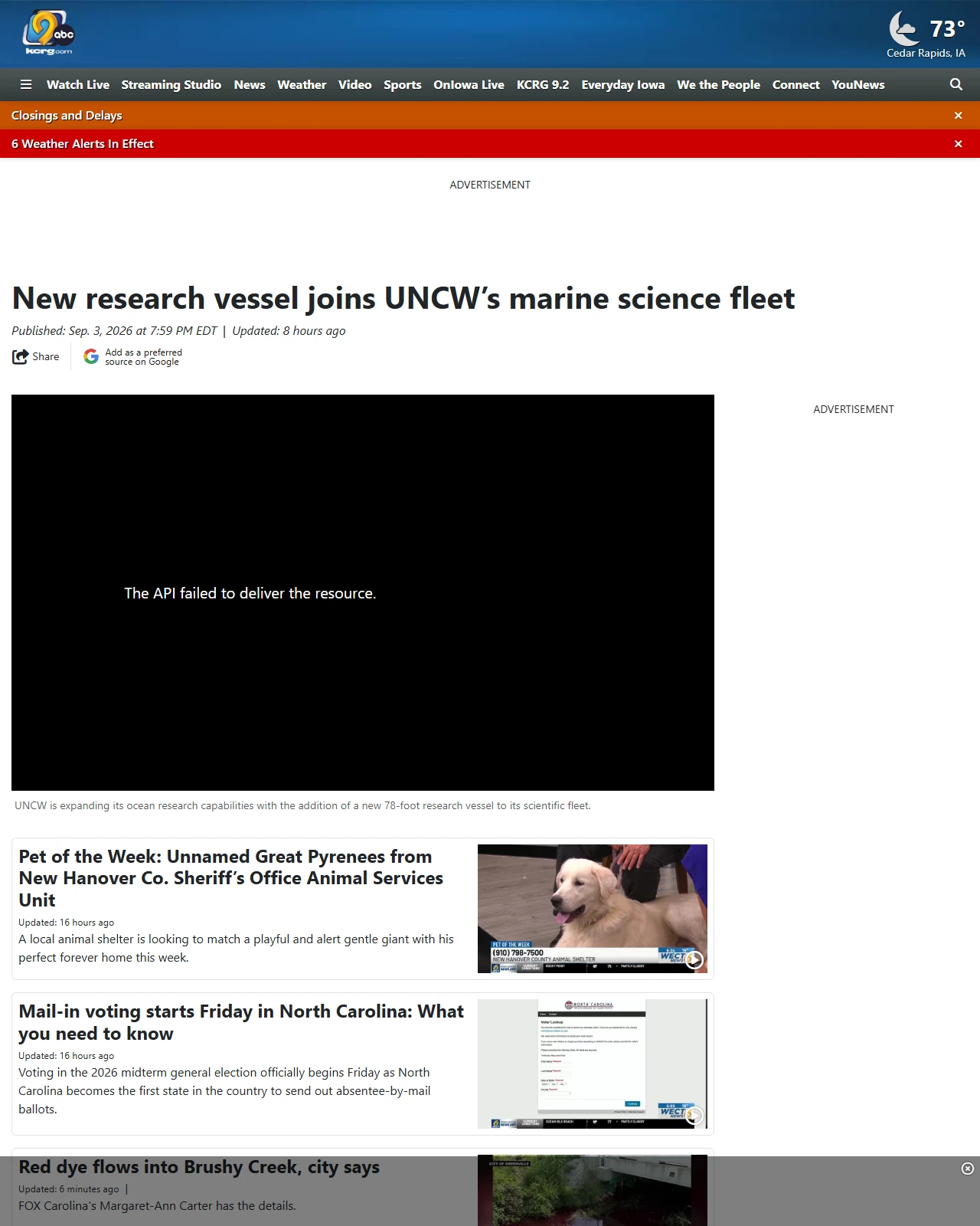 kcrg.com as published: New research vessel joins UNCW’s marine science fleet