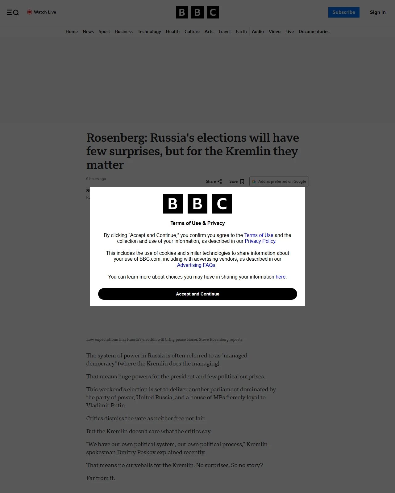 bbc.co.uk as published: Rosenberg: Russia's elections will have few surprises, but for the Kremlin they matter