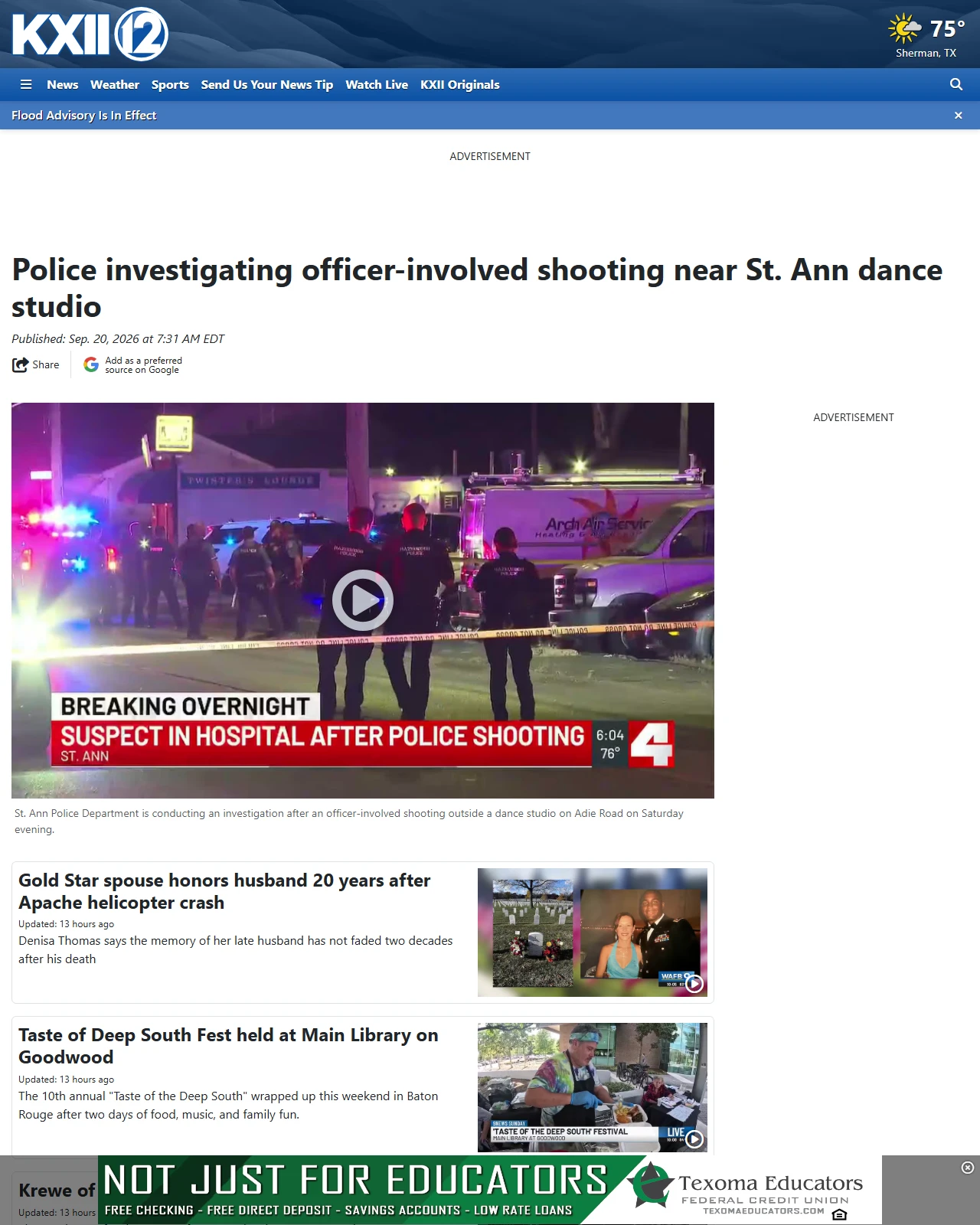 kxii.com as published: Police investigating officer-involved shooting near St. Ann dance studio