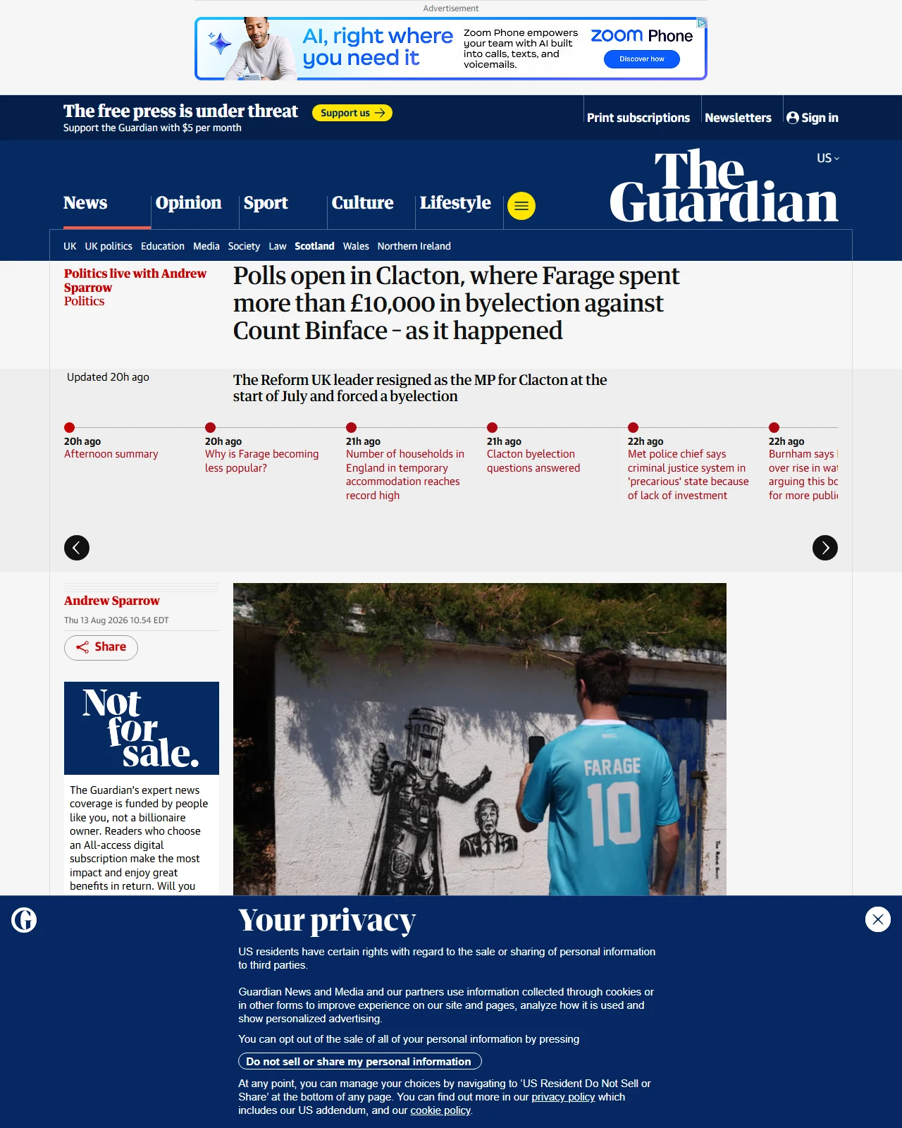 theguardian.com as published: Polls open in Clacton, where Farage spent more than £10,000 in byelection against Count Binface – as it happened