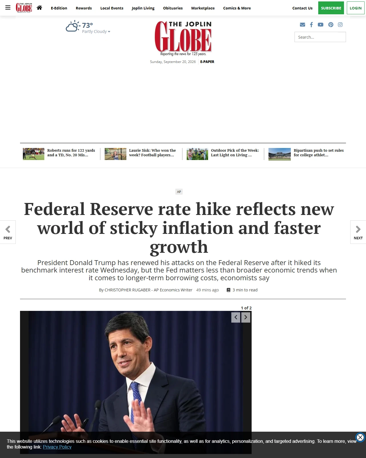 joplinglobe.com as published: Federal Reserve rate hike reflects new world of sticky inflation and faster growth