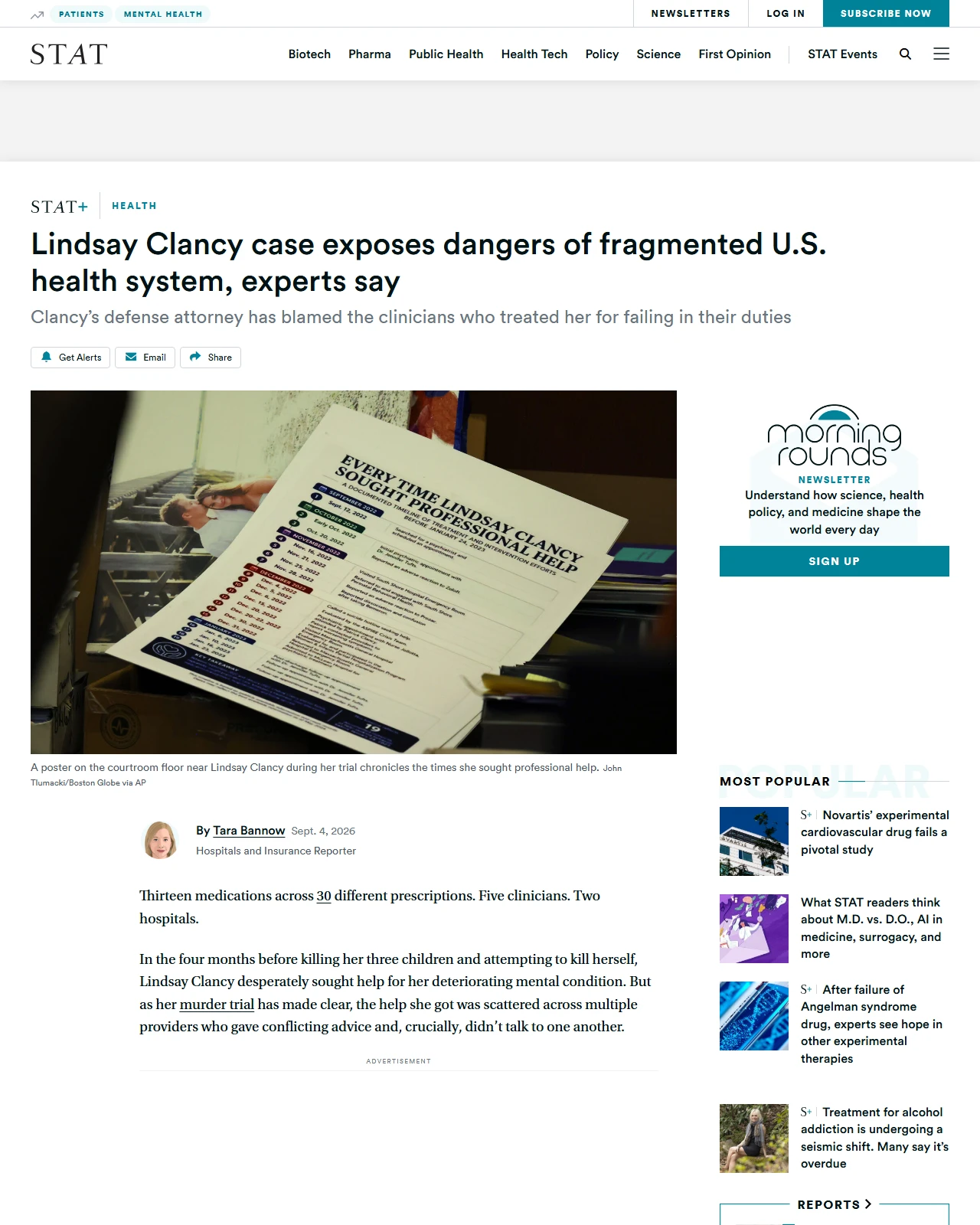 statnews.com as published: Lindsay Clancy case exposes dangers of fragmented U.S. health system, experts say