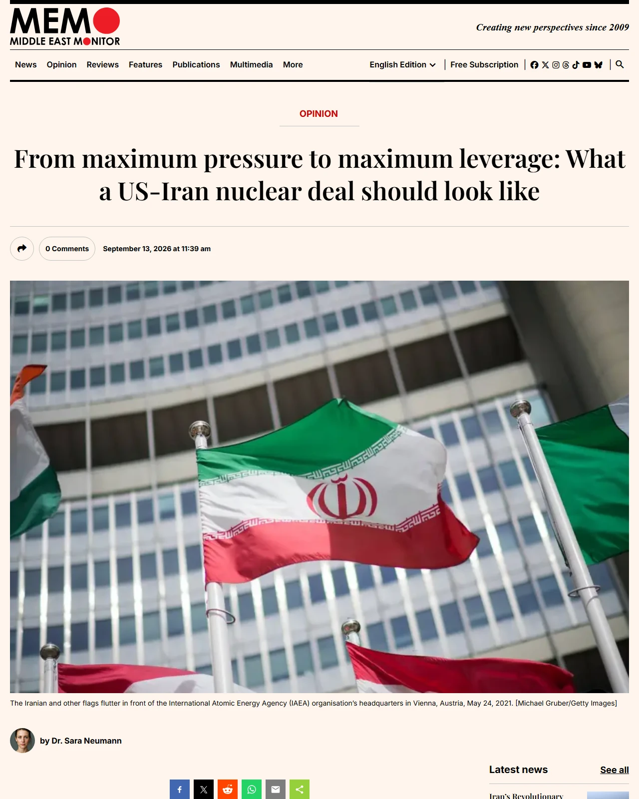 middleeastmonitor.com as published: From maximum pressure to maximum leverage: What a US-Iran nuclear deal should look like