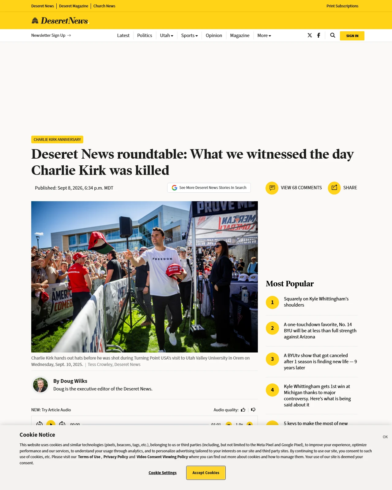 deseret.com as published: Deseret News roundtable: Remembering Charlie Kirk and the day he was killed